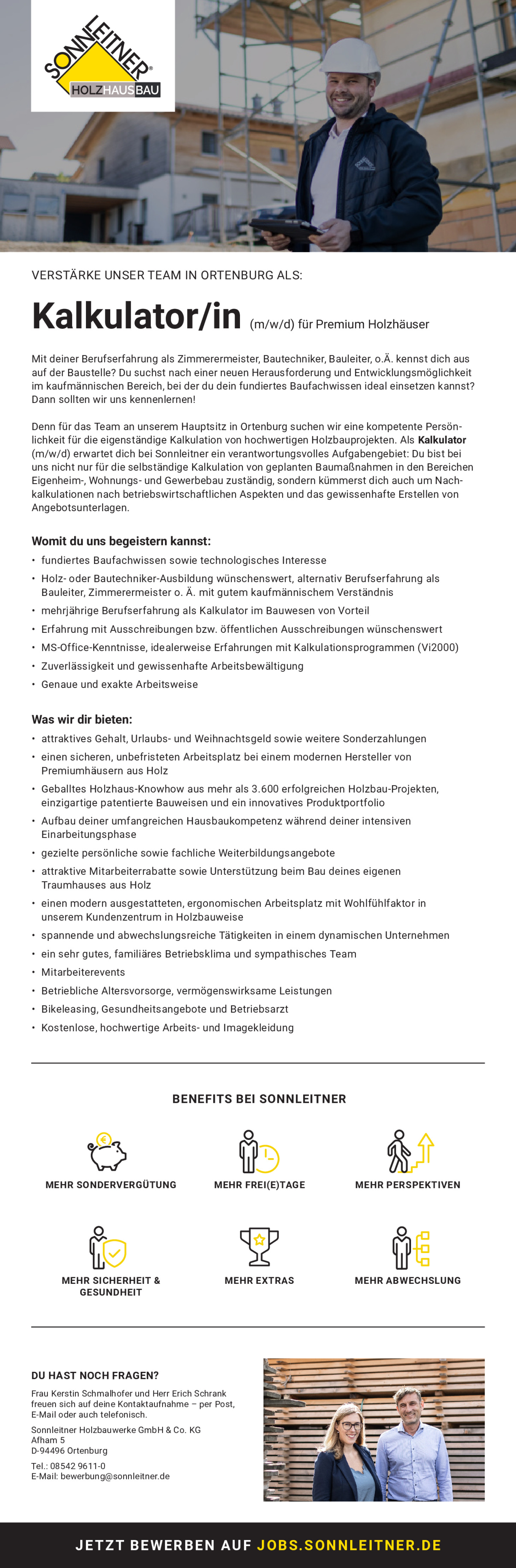 Kalkulator für hochwertige Bauprojekte in Holzbauweise (m/w/d)