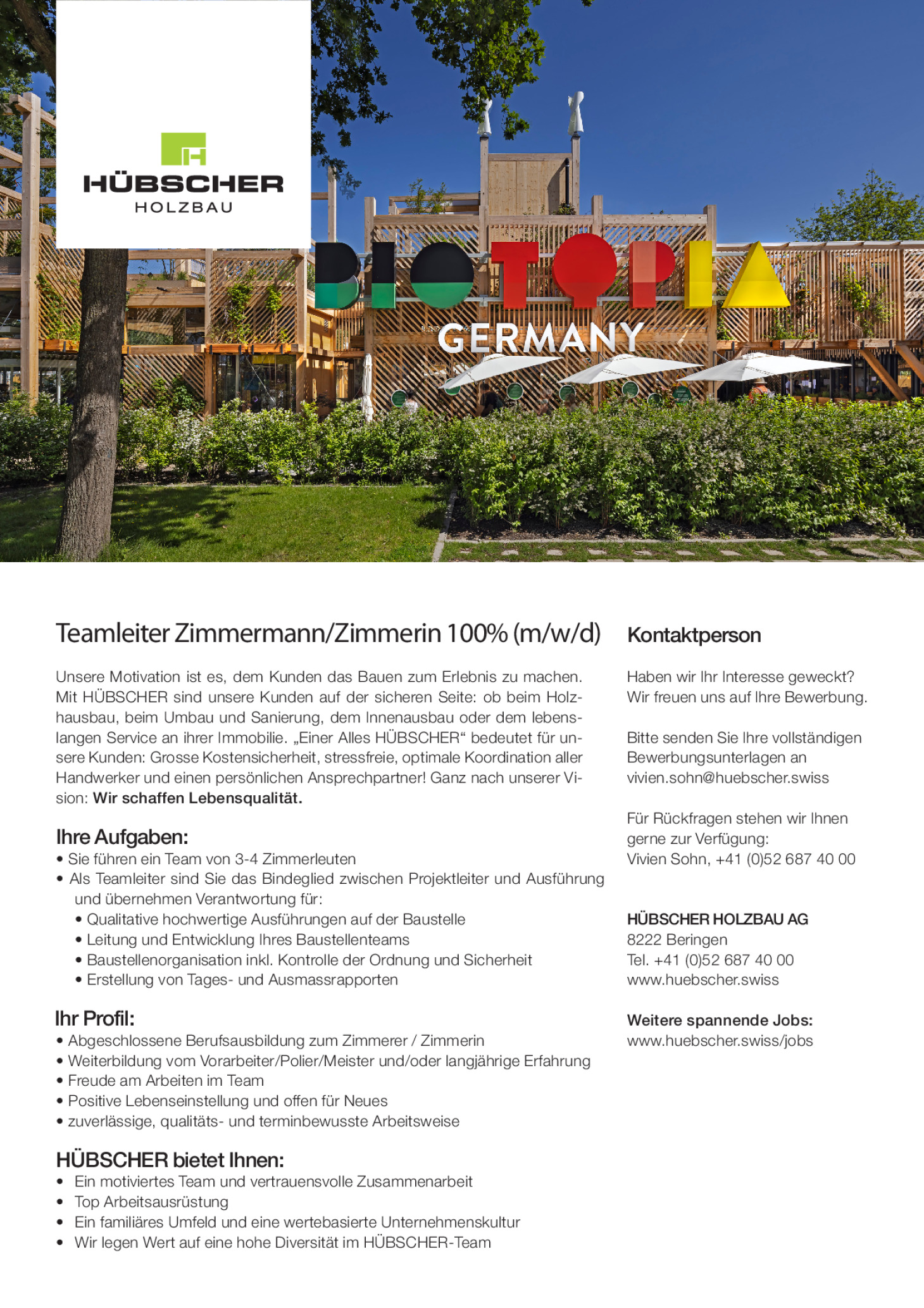 Teamleiter Zimmermann/Zimmerin 100% (m/w/d)
