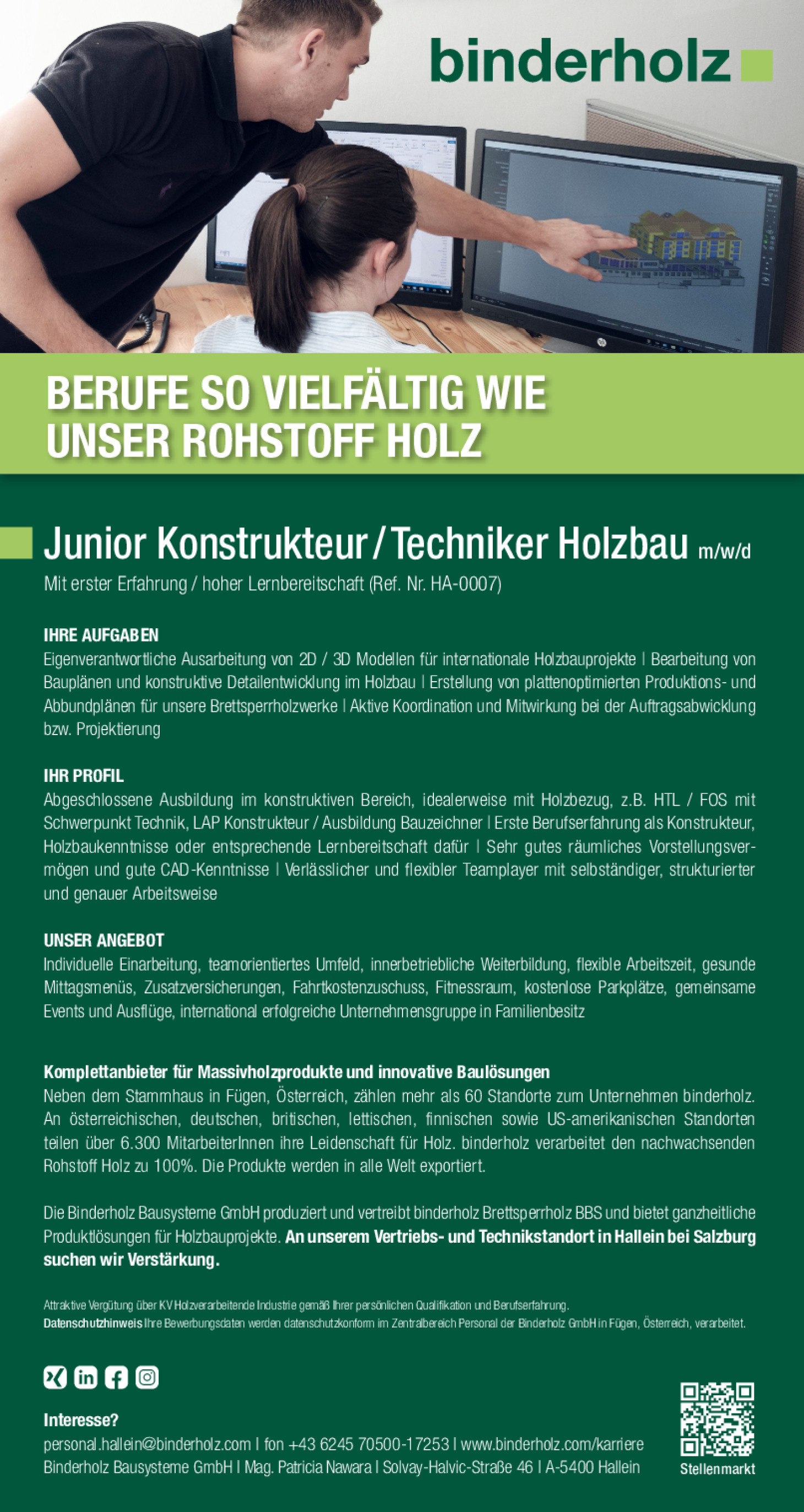 Junior Konstrukteur / Techniker Holzbau m/w/d