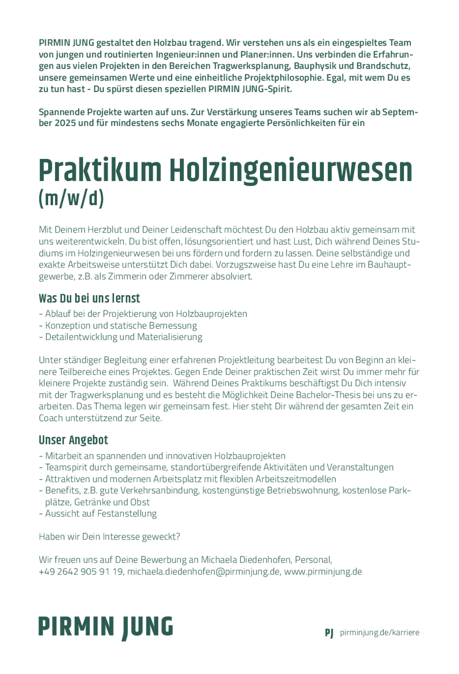 Praktikum Holzbauingenieurwesen (m/w/d)
