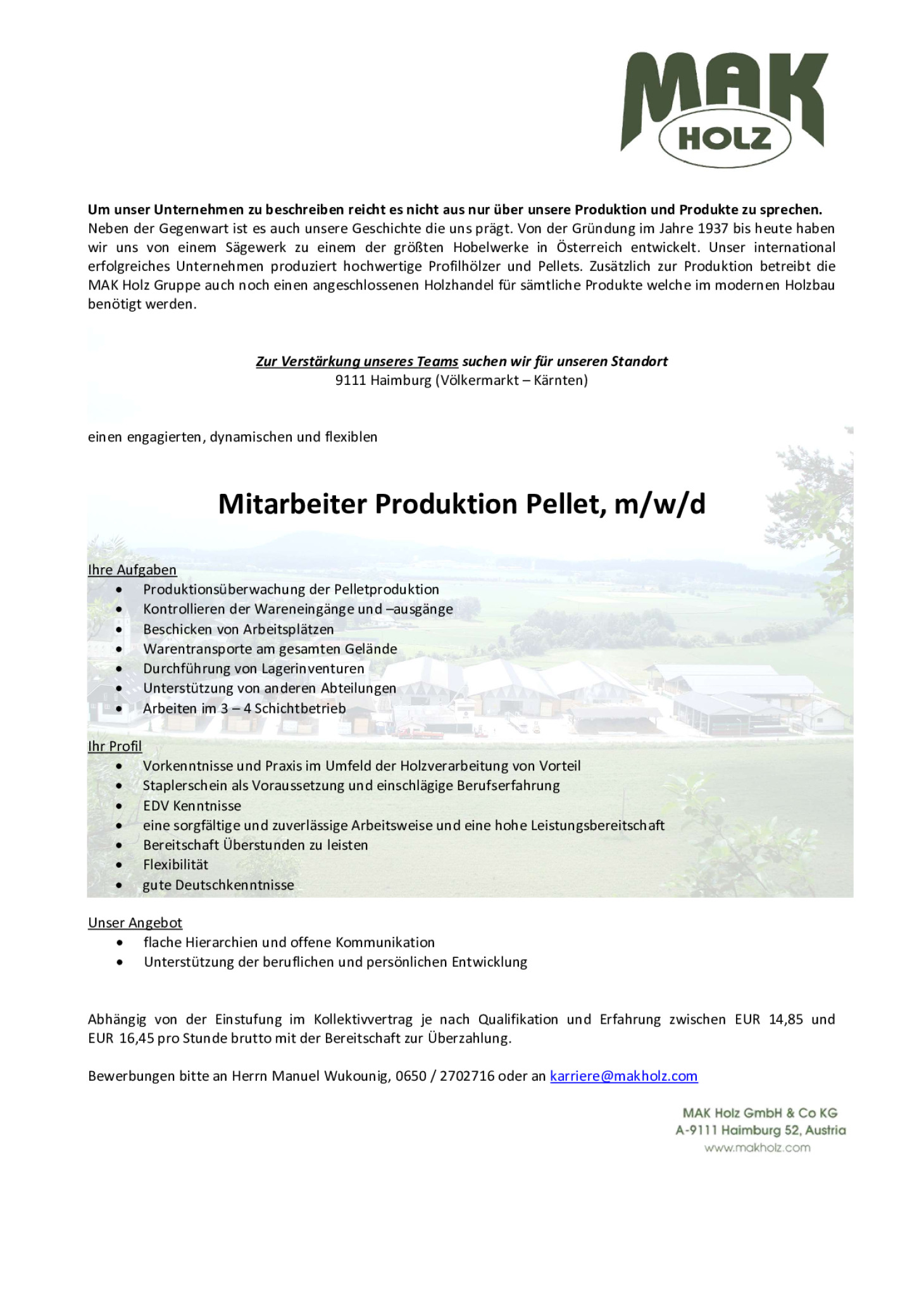 Mitarbeiter - Produktion Pellet (m/w/d)