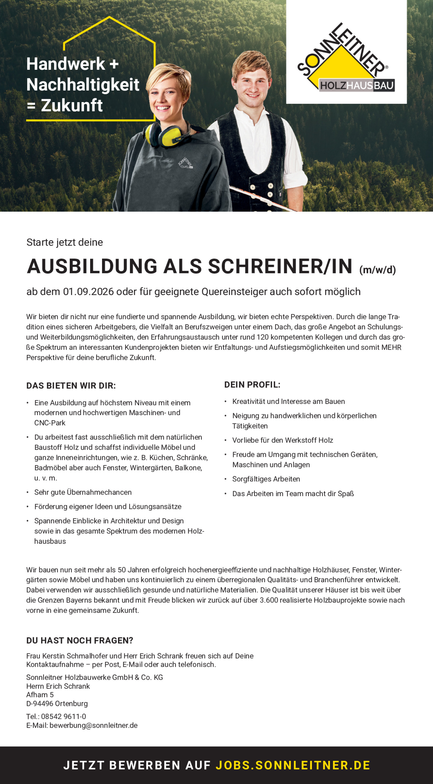 Ausbildung als Schreiner/in (m/w/d)