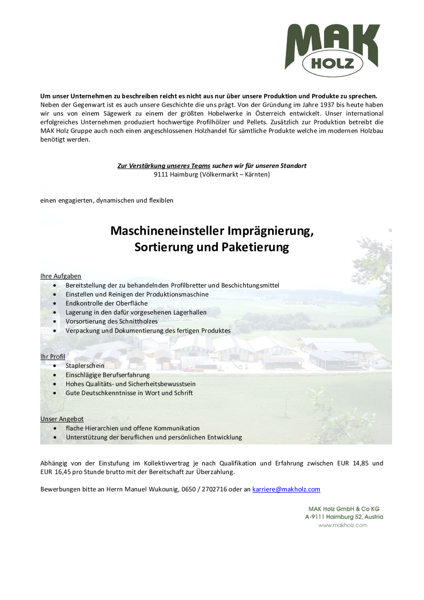 Maschineneinsteller Imprägnierung (m/w/d)