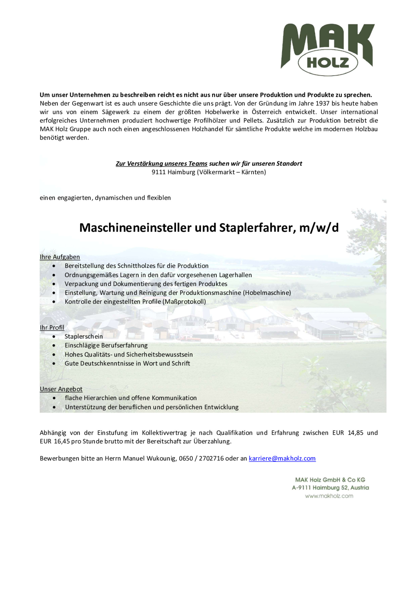 Maschineneinsteller Hobelmaschine (m/w/d)
