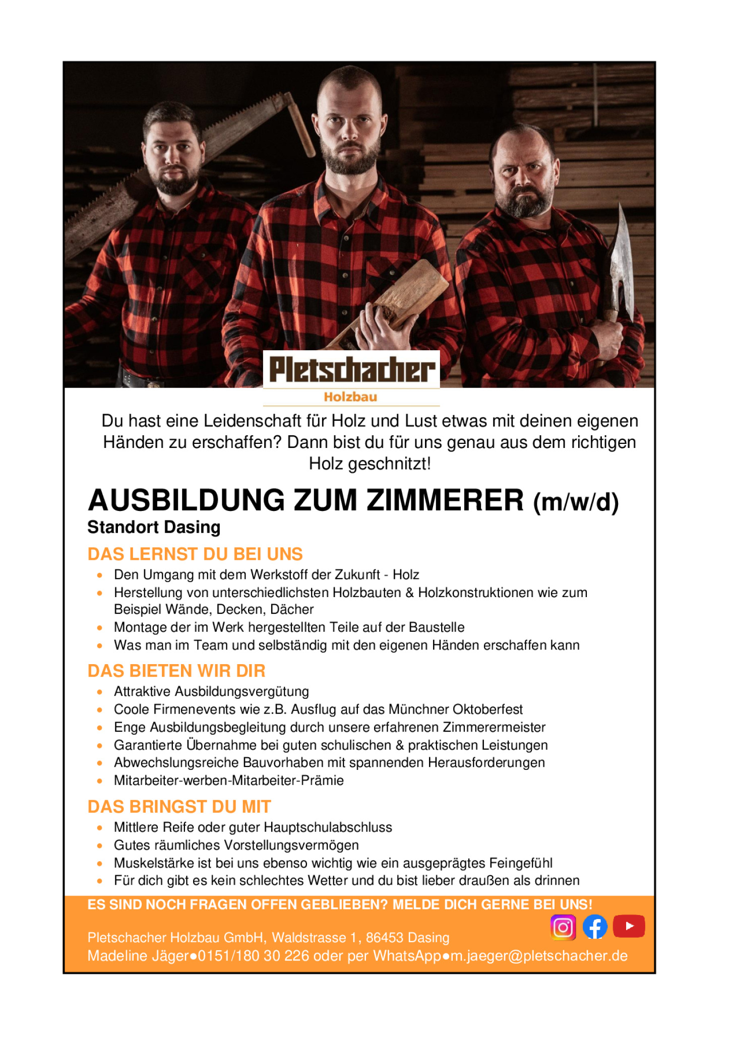 Ausbildung zum Zimmerer (m/w/d)