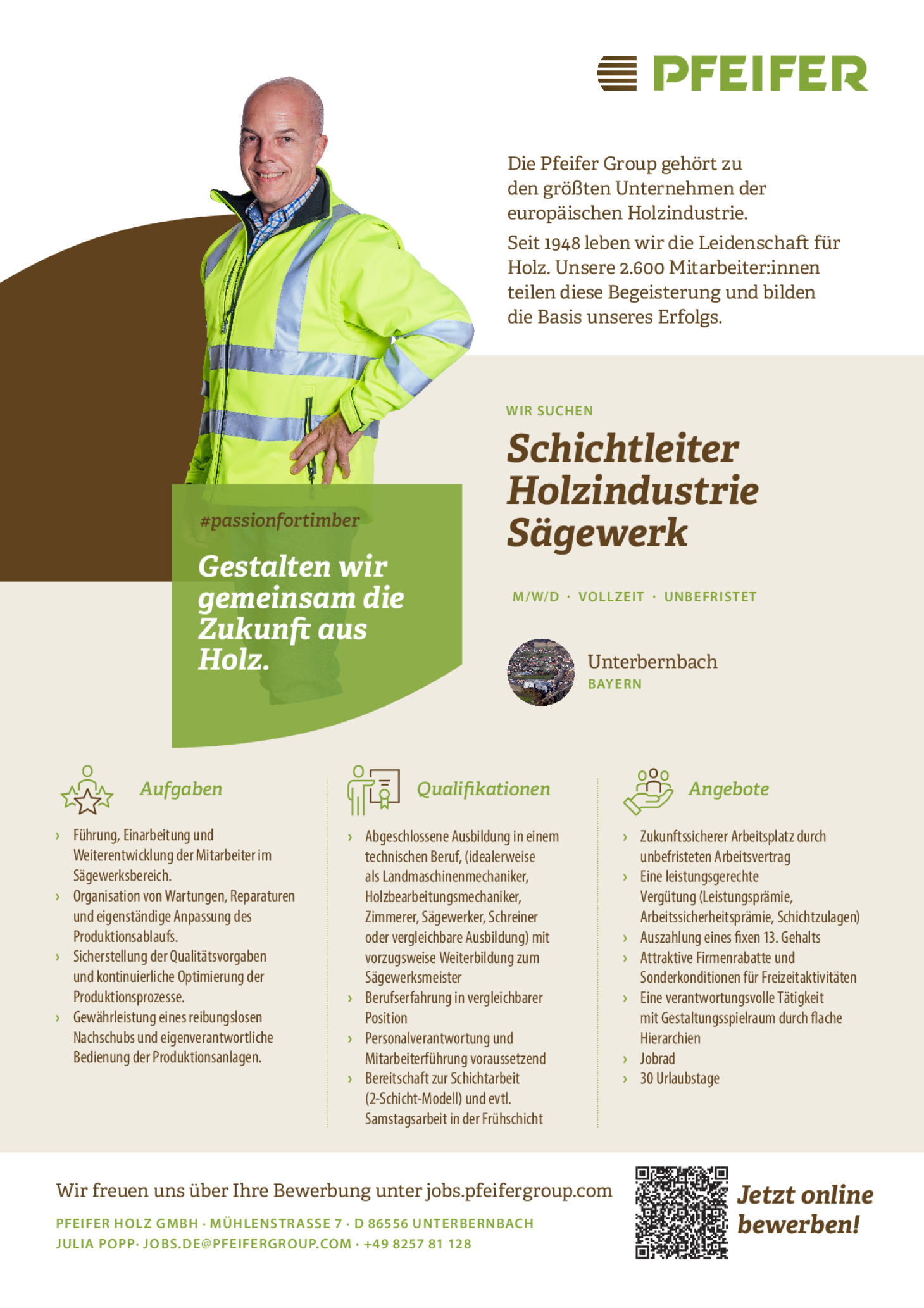 Schichtleiter Holzindustrie Sägewerk (m/w/d) unbefristet