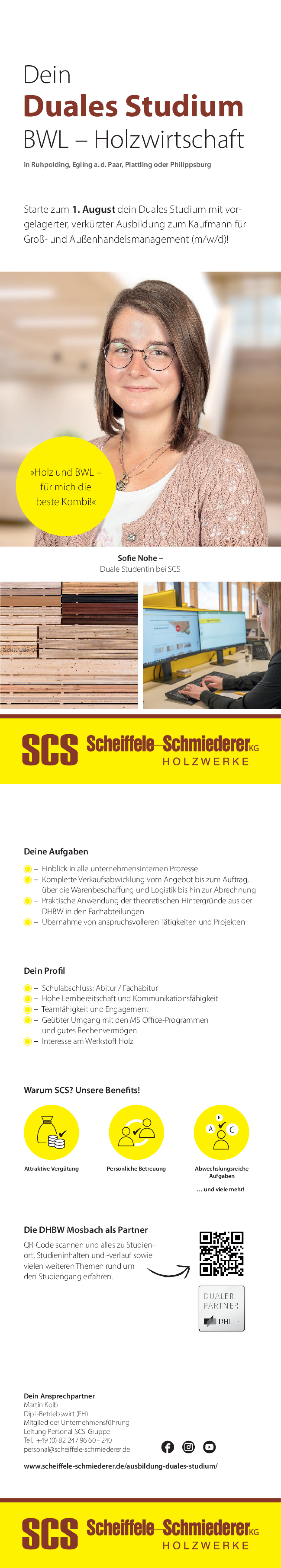 Duales Studium BWL / Holzwirtschaft - Start 01.08.2025