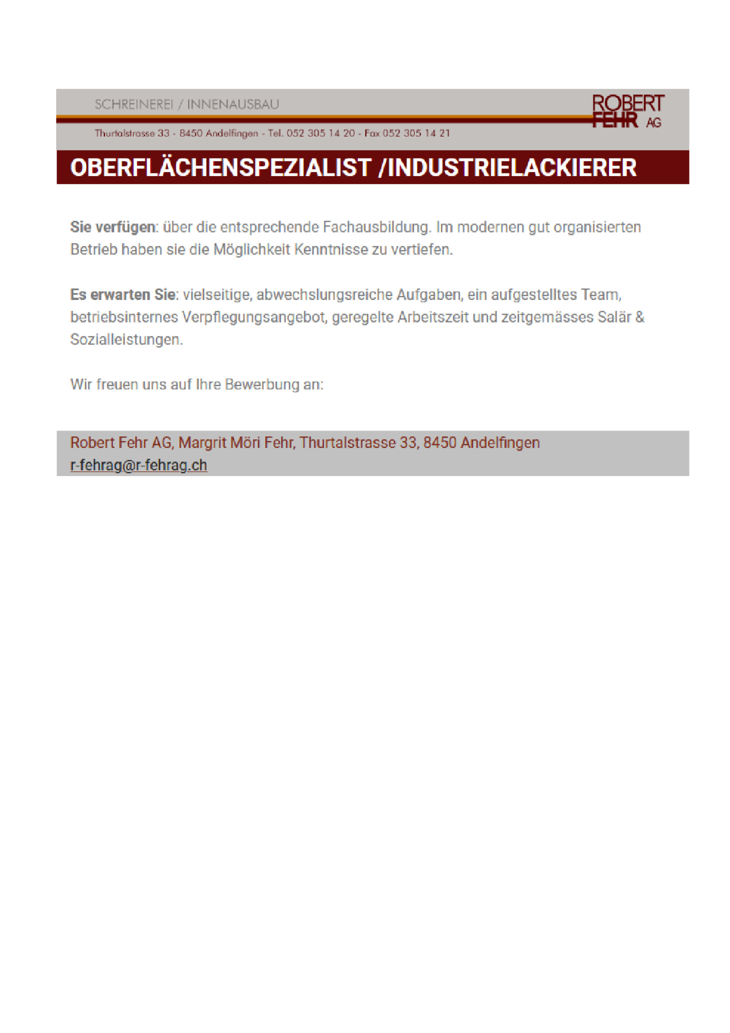 Oberflächenspezialist / Industrielackiere (m/w/d)