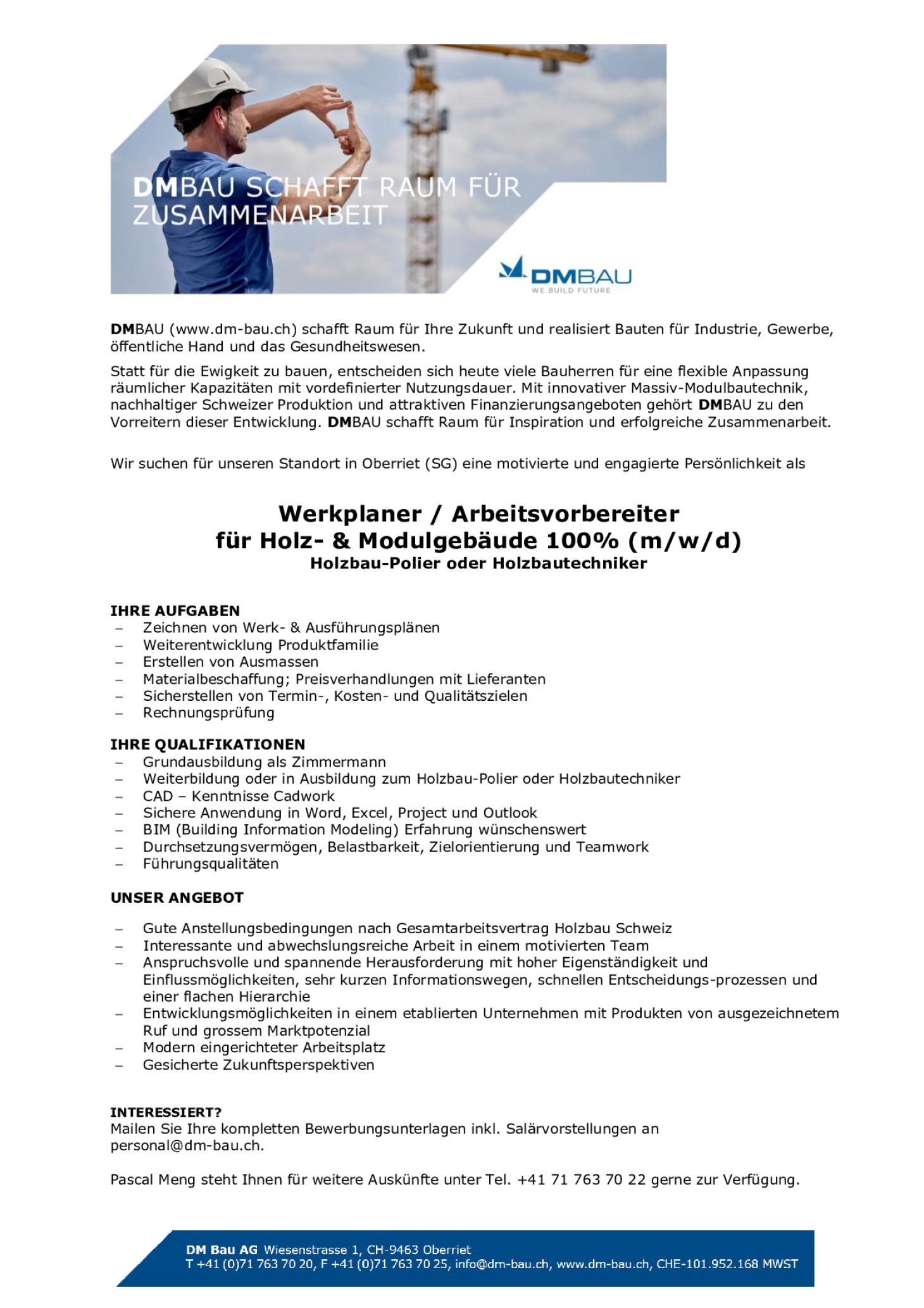Werkplaner / Arbeitsvorbereiter für Holz- & Modulgebäude 100% (m/w)