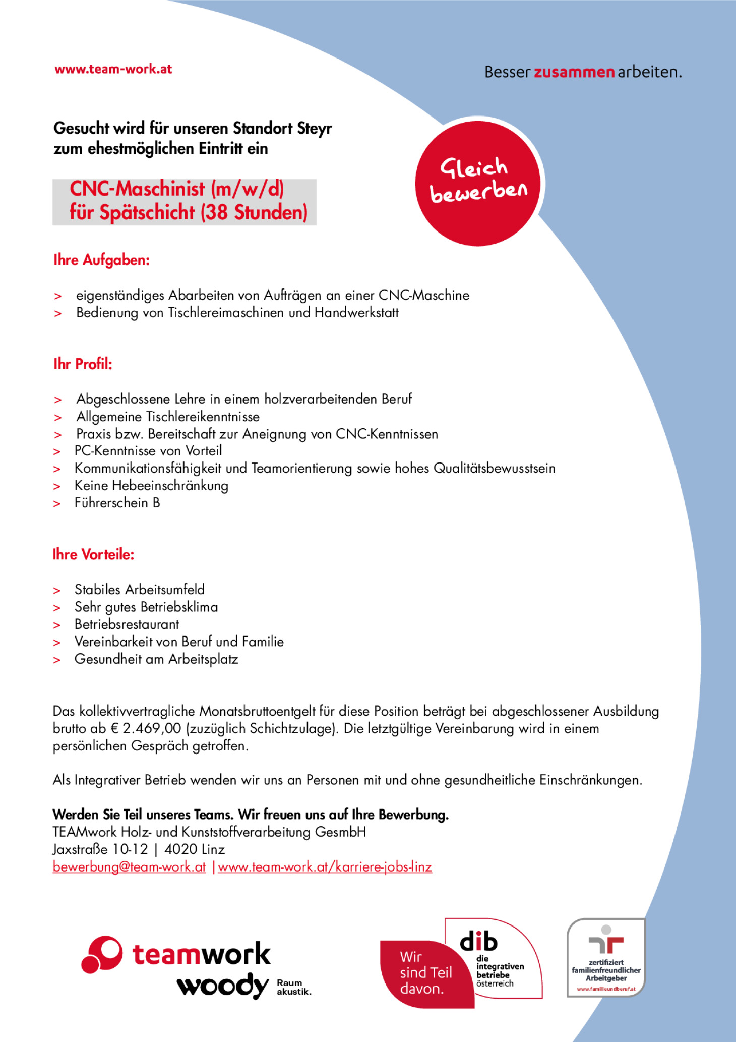 CNC-Maschinist (m/w/d) für Spätschicht