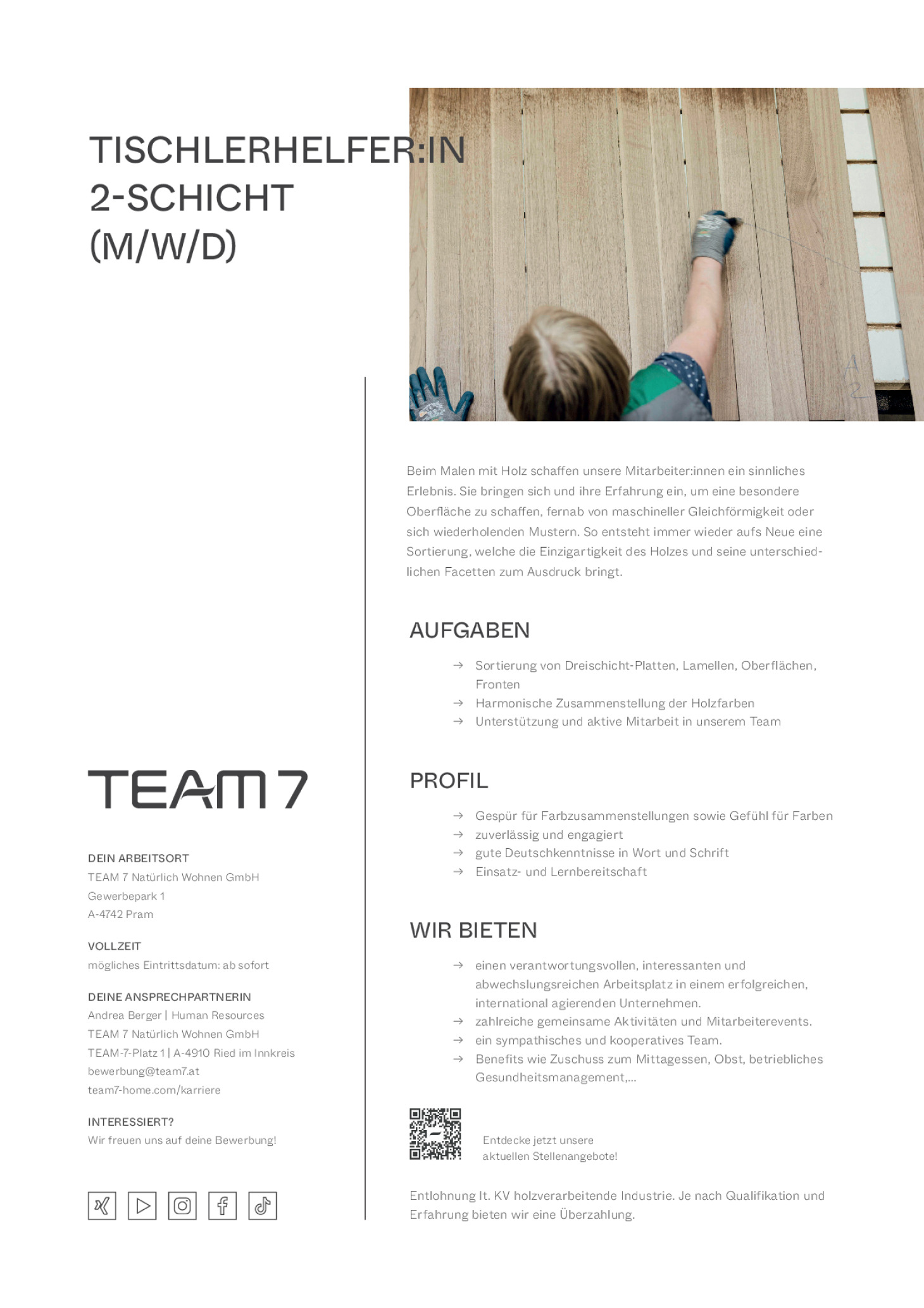 Tischlerhelfer:in 2-er Schicht (m/w/d)