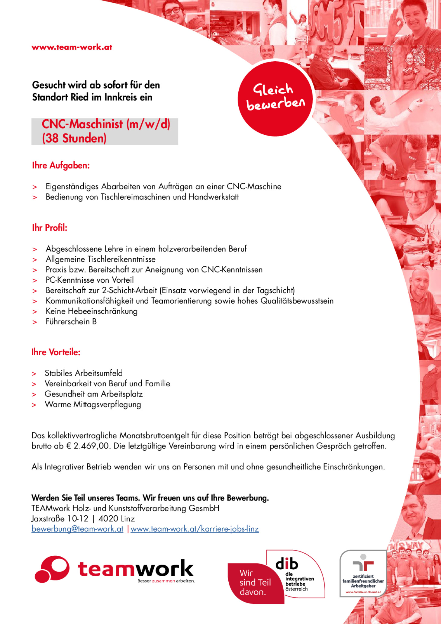 CNC-Maschinist (m/w/d) am Standort Ried/Innkreis