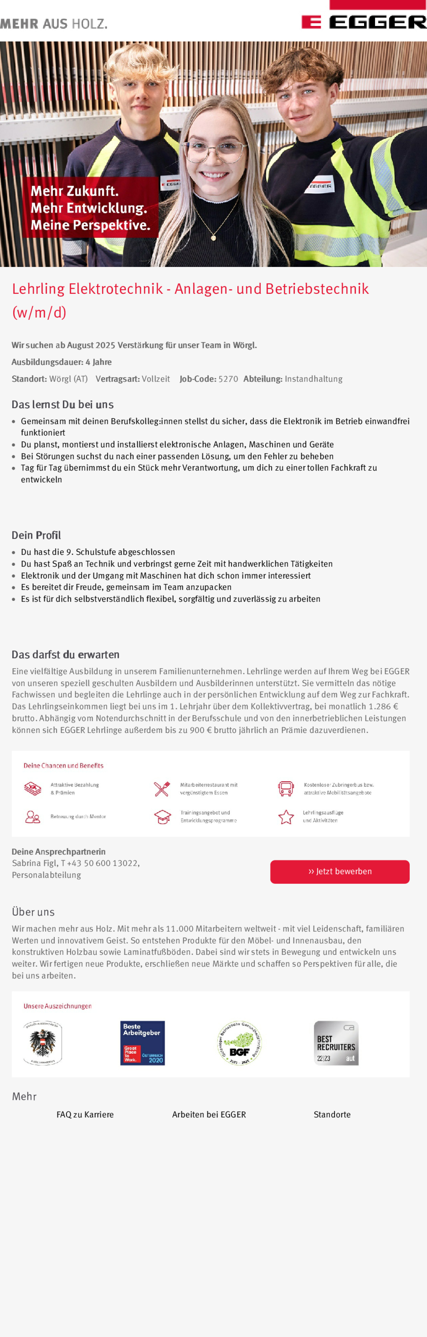 Lehrling Elektrotechnik - Anlagen- und Betriebstechnik (w/m/d)