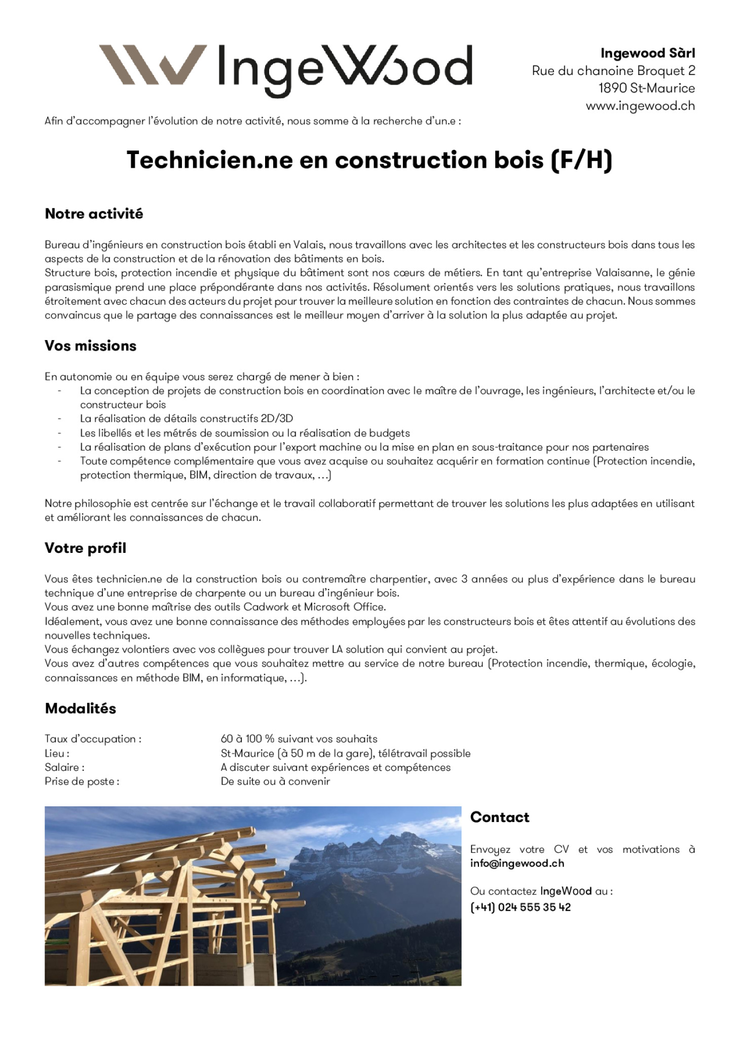 Technicien.ne en construction bois (F/H)