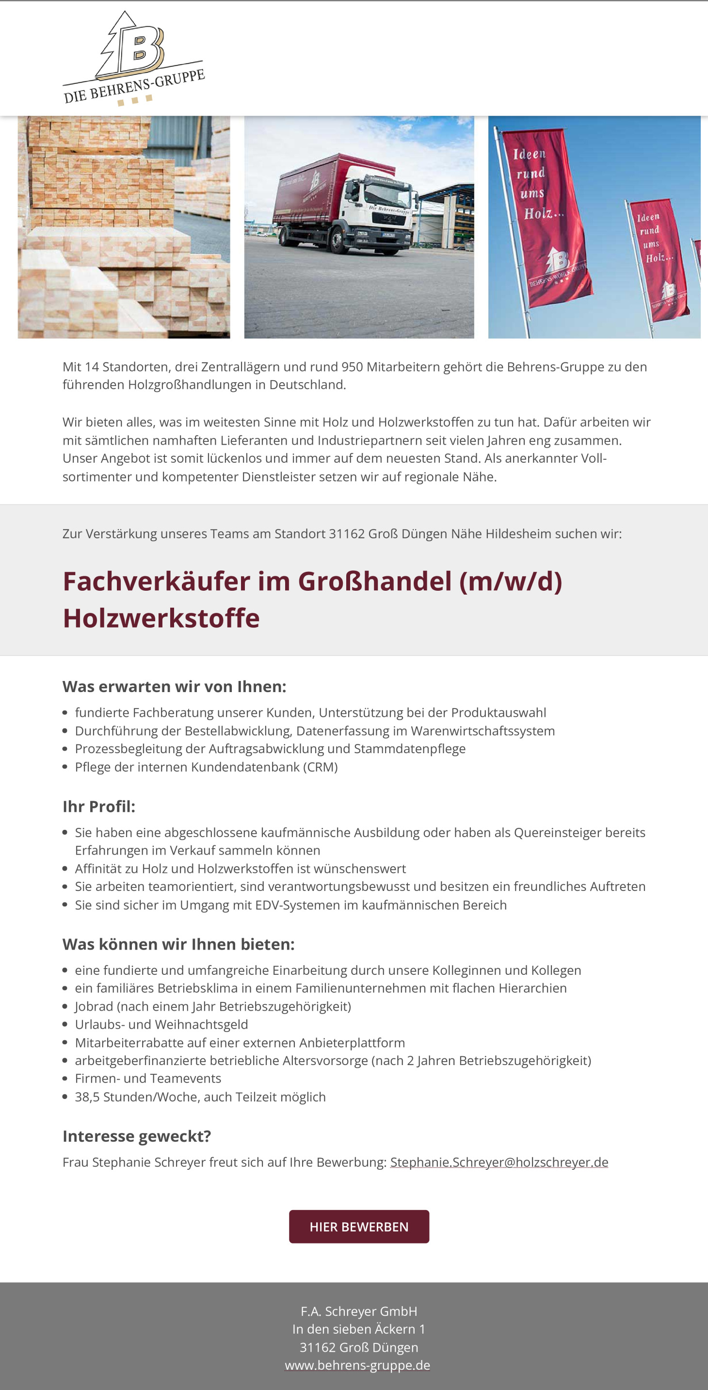 Fachverkäufer im Großhandel (m/w/d) Holzwerkstoffe