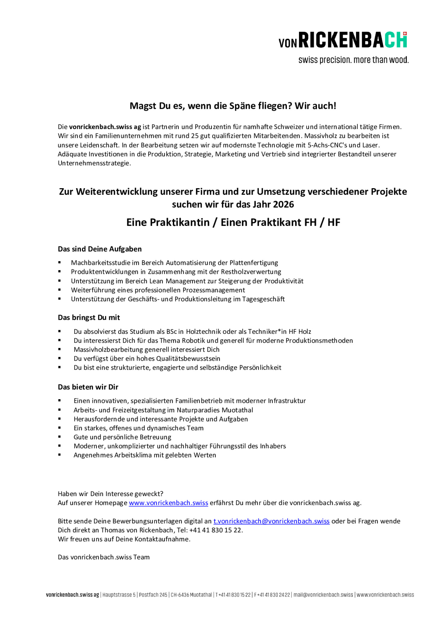 Praktikantin / Praktikant FH/HF