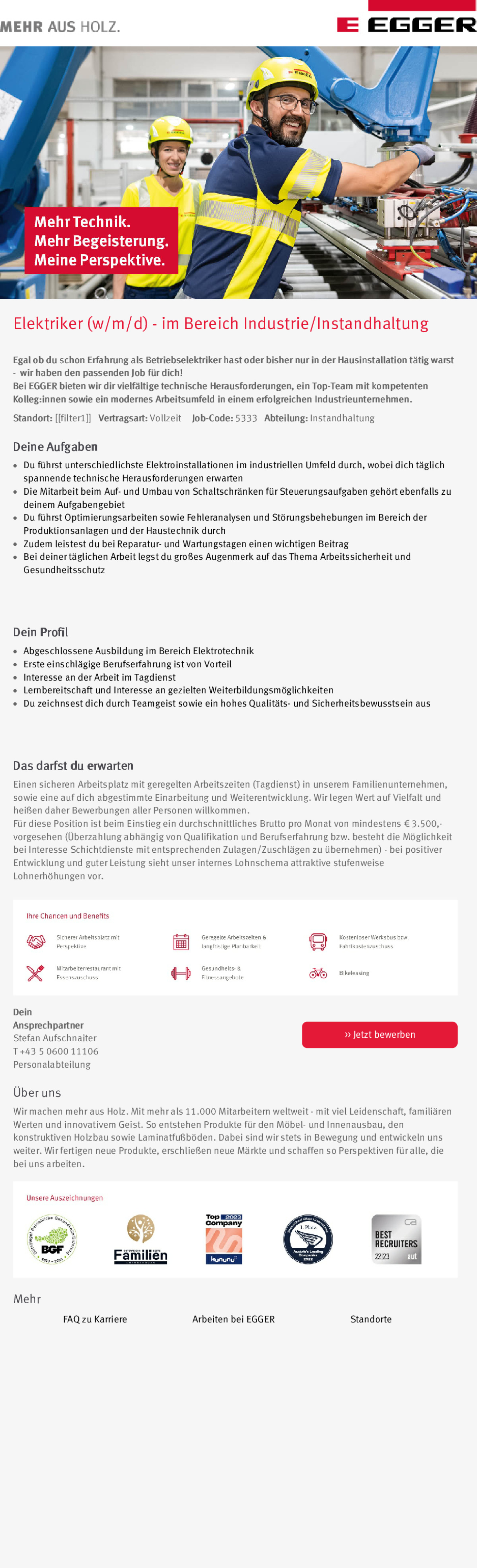 Elektriker (w/m/d) - im Bereich Industrie/Instandhaltung