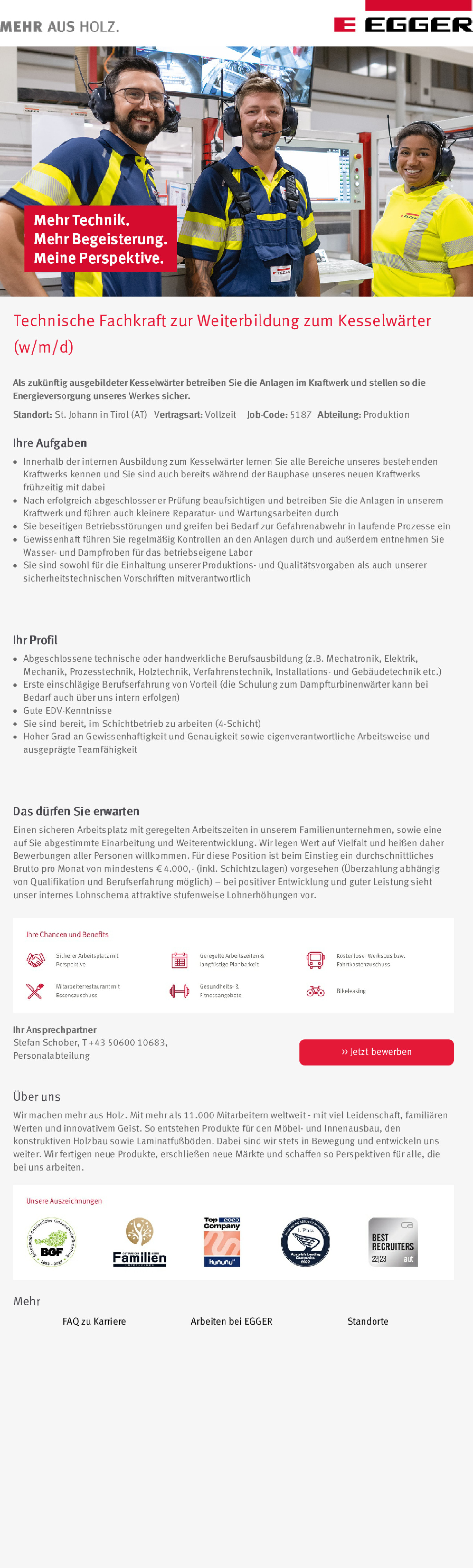 Technische Fachkraft zur Weiterbildung zum Kesselwärter (w/m/d)