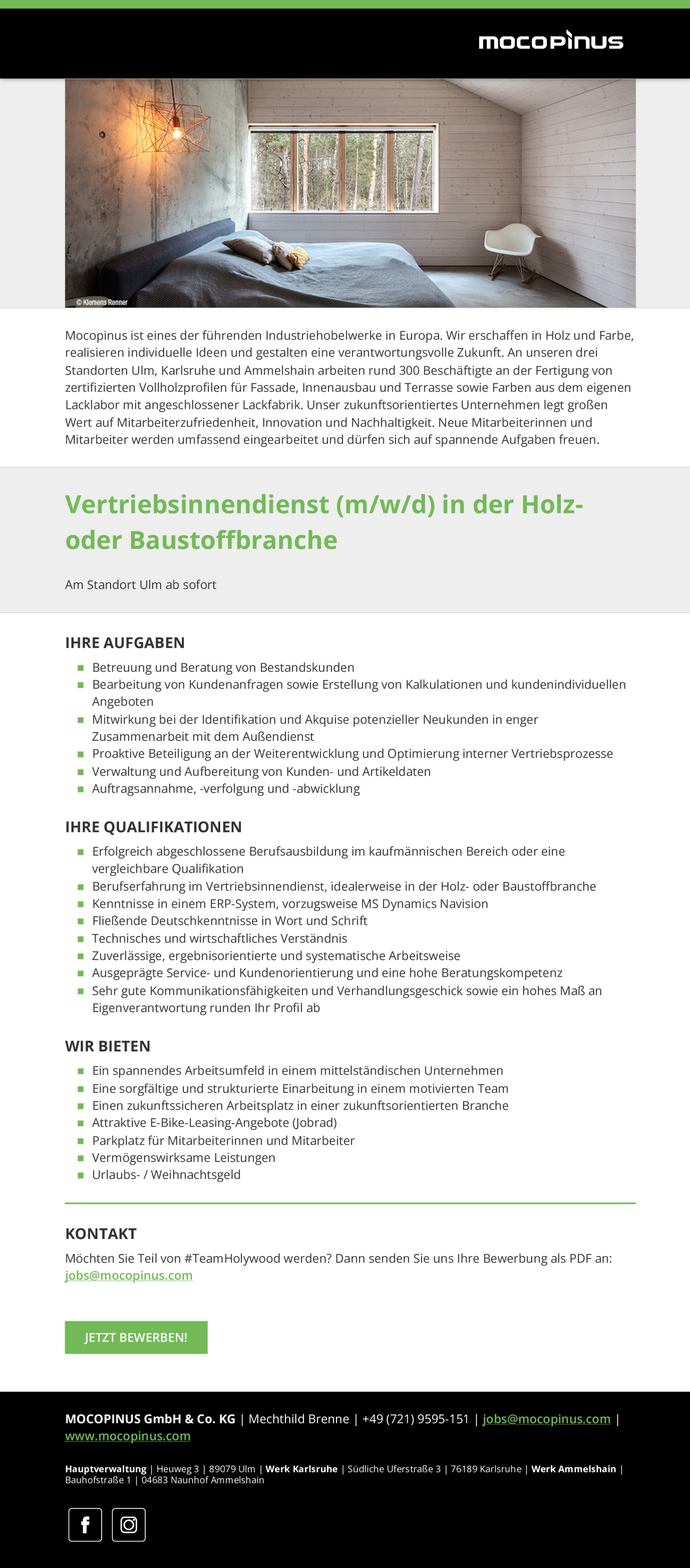 Vertriebsinnendienst (m/w/d) in der Holz oder Baustoffbranche