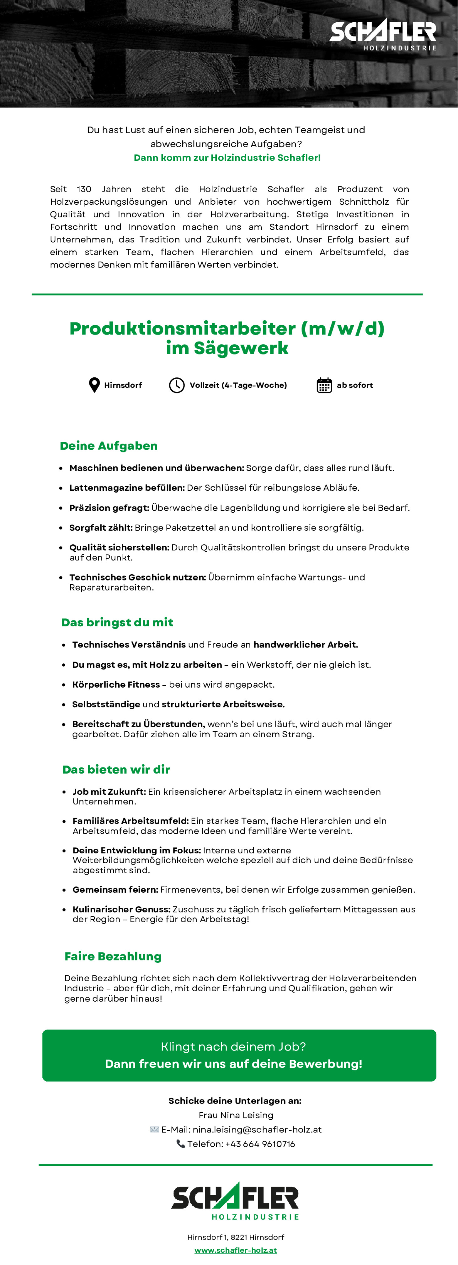 Produktionsmitarbeiter (m/w/d) im Sägewerk
