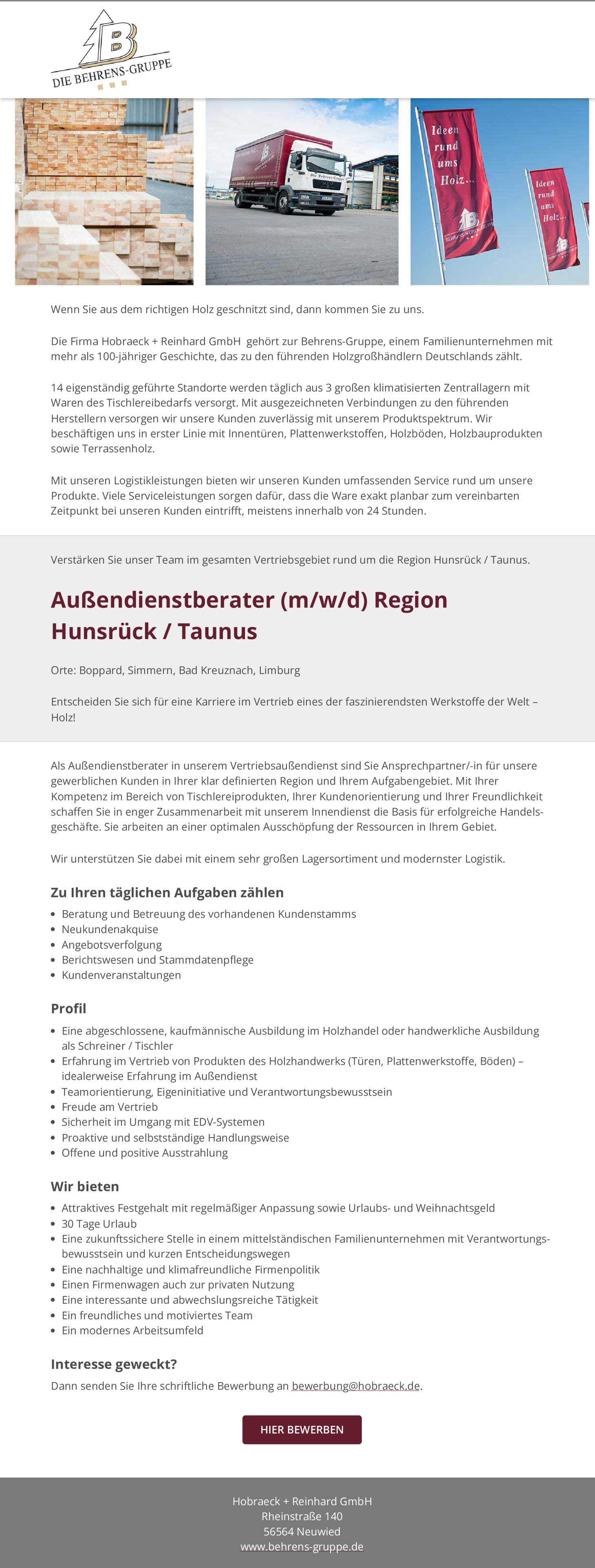 Außendienstberater (m/w/d) Region Hunsrück / Taunus