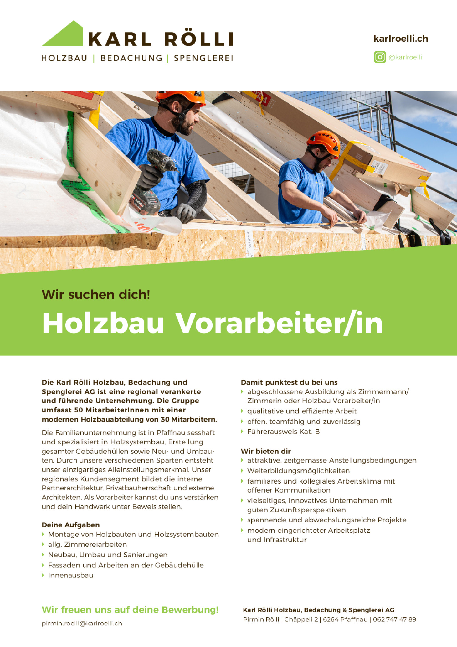 Holzbau Vorarbeiter/in