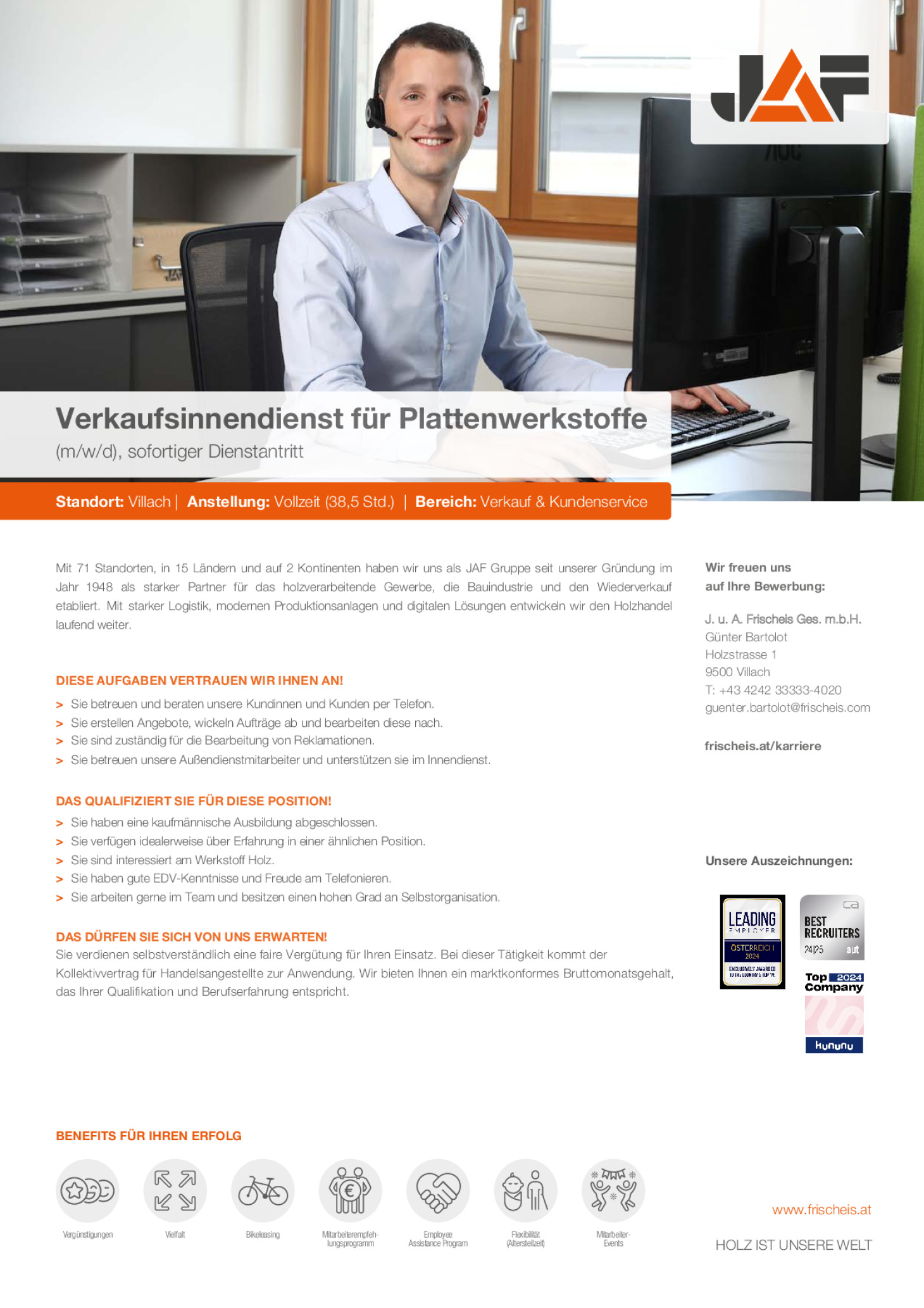 MITARBEITER VERTRIEBSINNENDIENST PLATTENWERKSTOFFE (m/w/d)