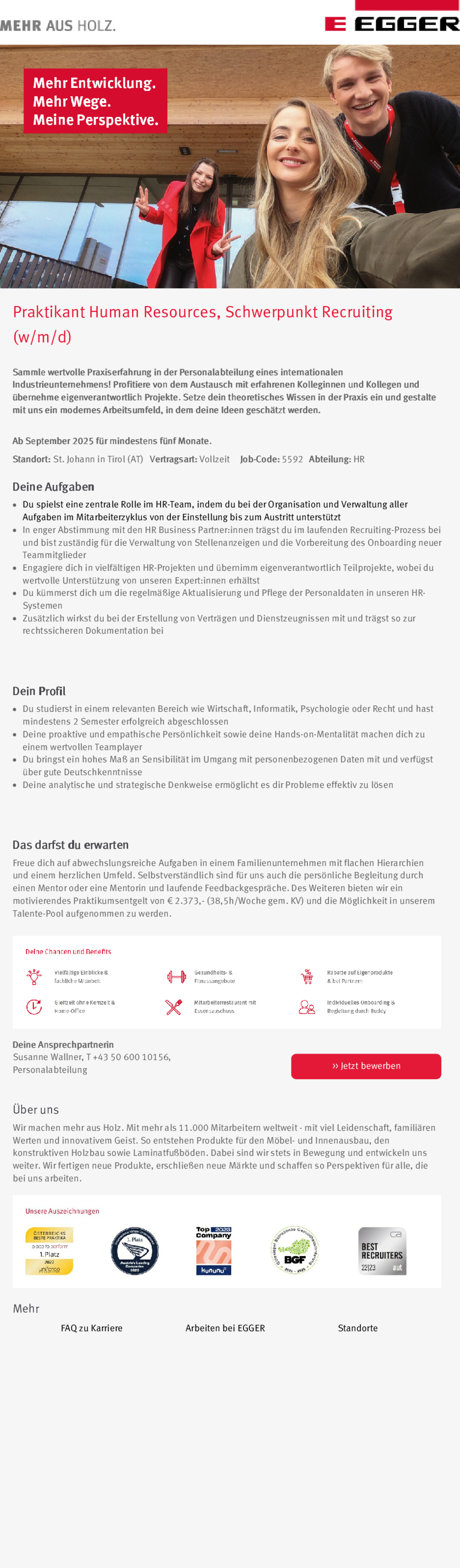 Praktikant Human Resources, Schwerpunkt Recruiting (w/m/d)