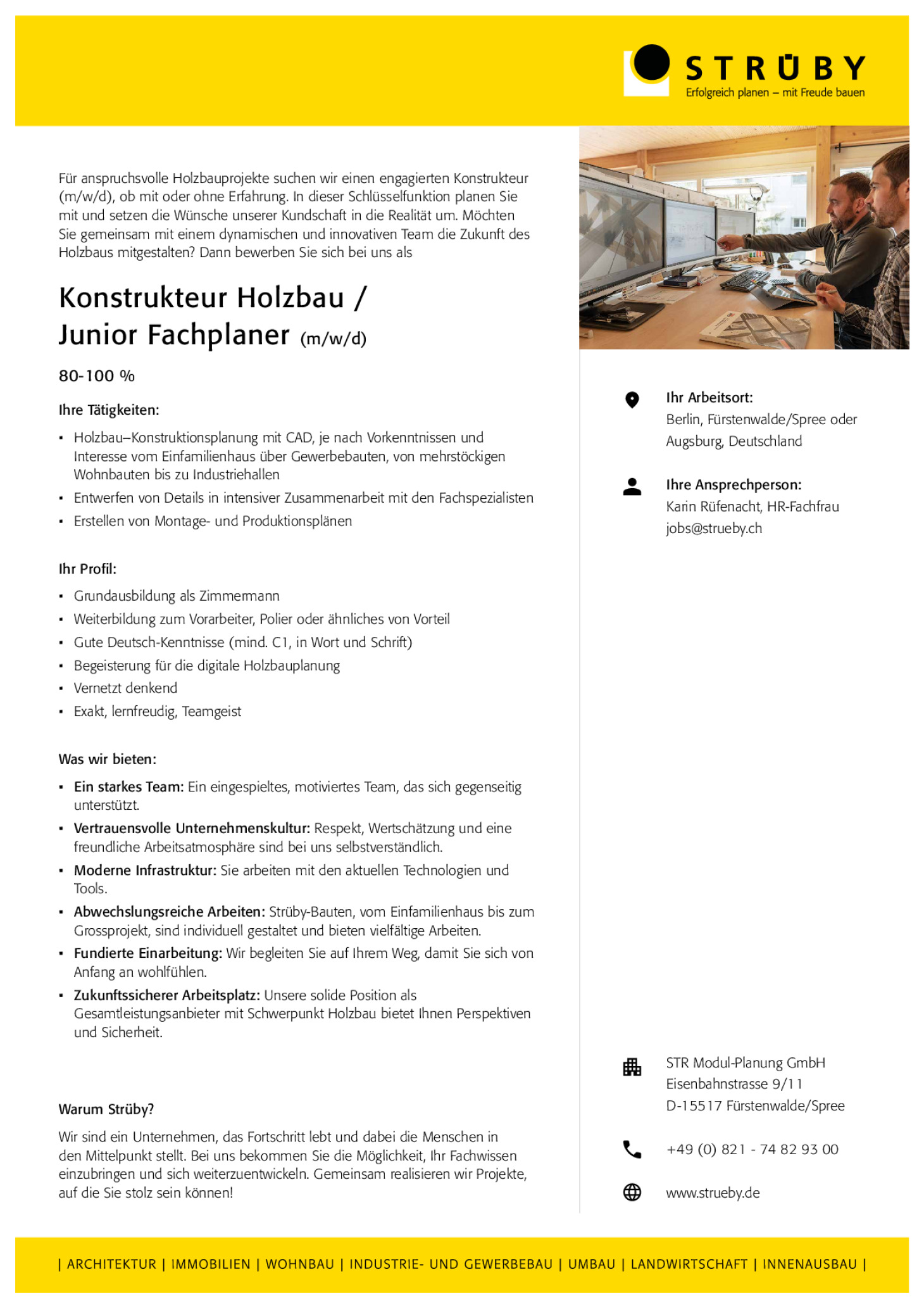 Konstrukteur Holzbau / Junior Fachplaner (m/w/d)