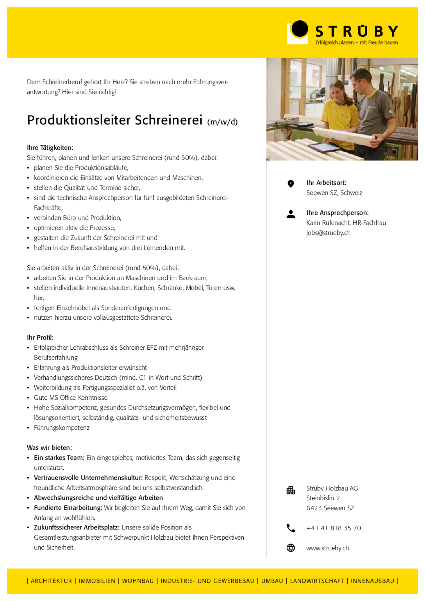 Produktionsleiter Schreinerei (m/w/d)