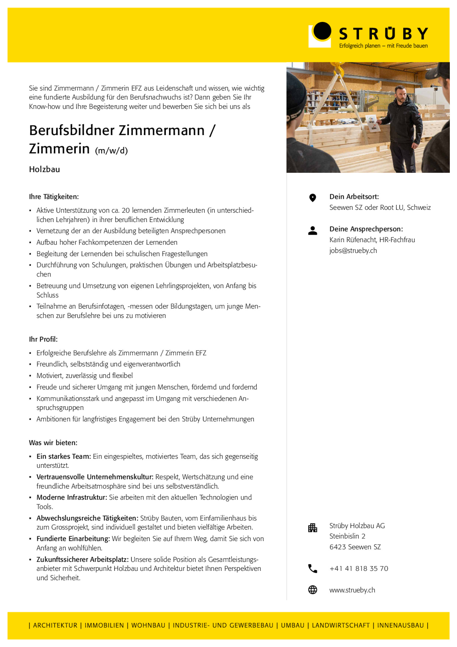 Berufsbildner Zimmermann Zimmerin (m/w/d)