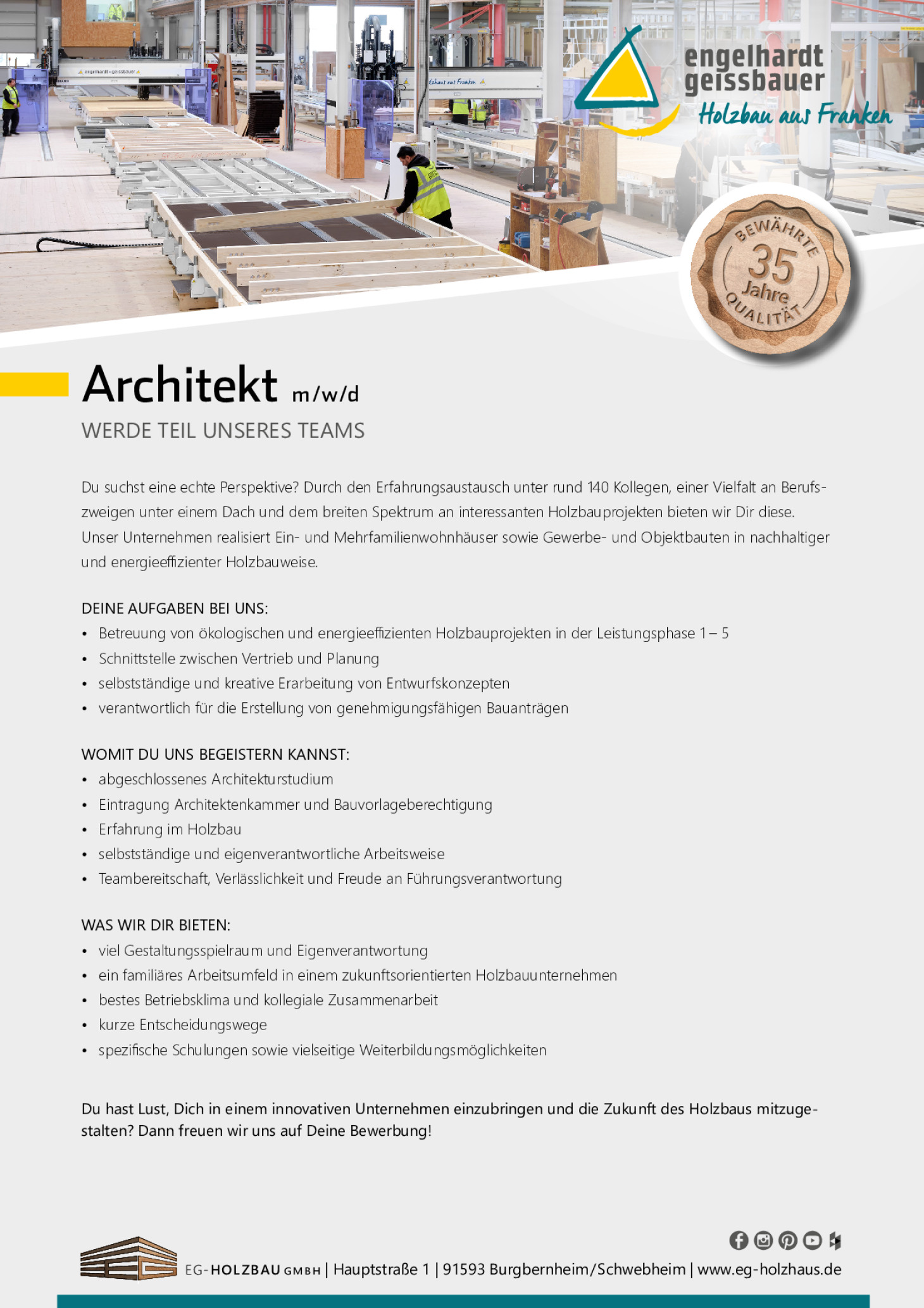 Architekt (m/w/d) - Holzbau