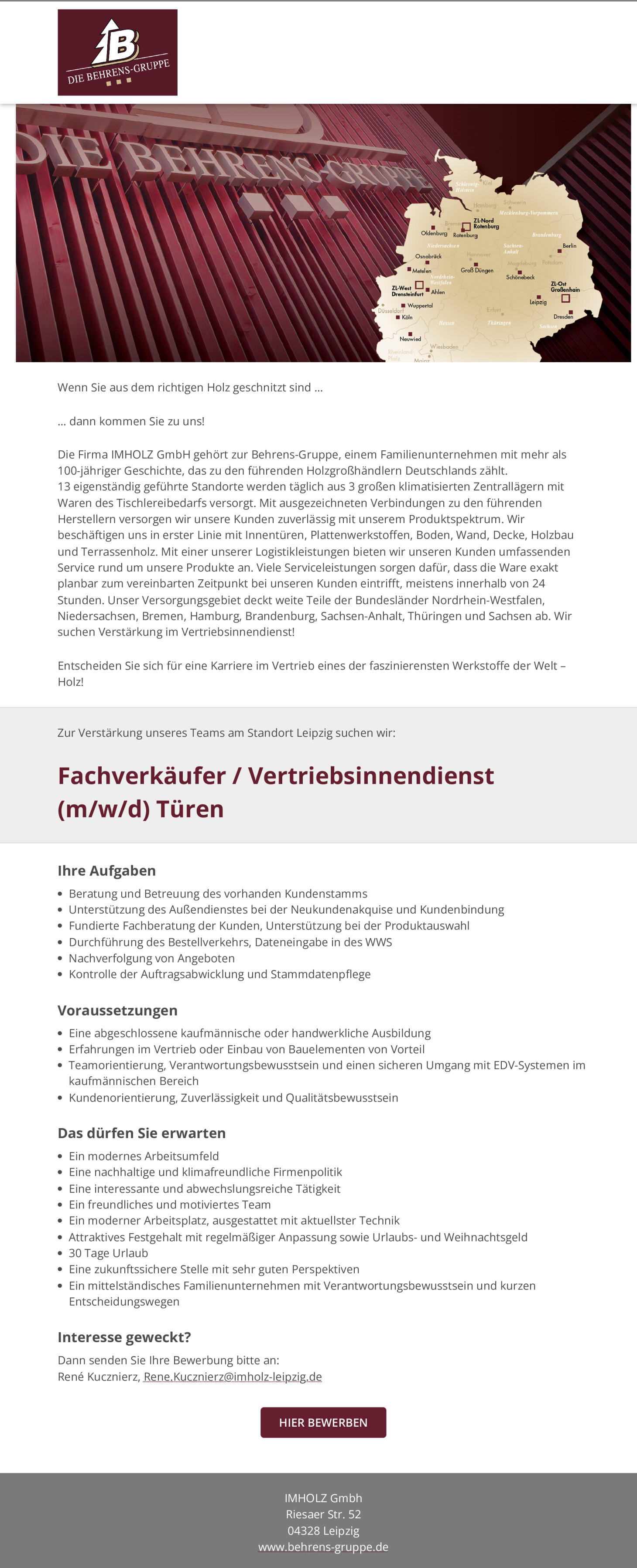 Fachverkäufer / Vertriebsinnendienst (m/w/d) Türen
