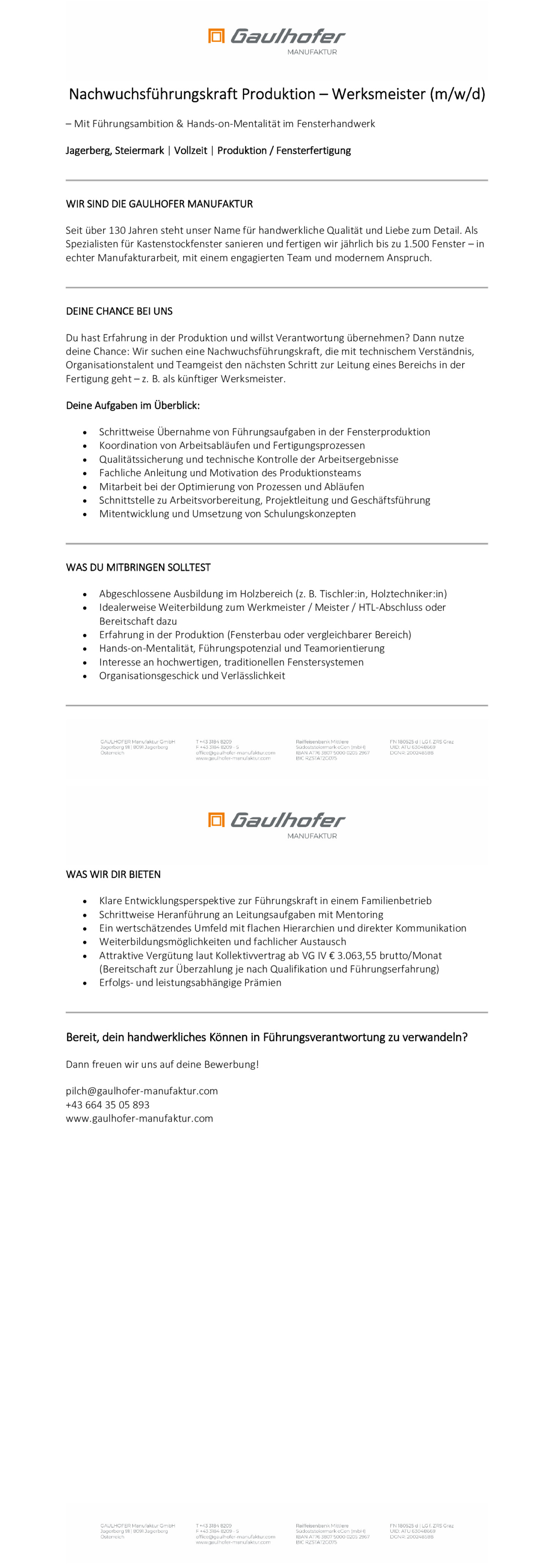 Nachwuchsführungskraft Produktion
