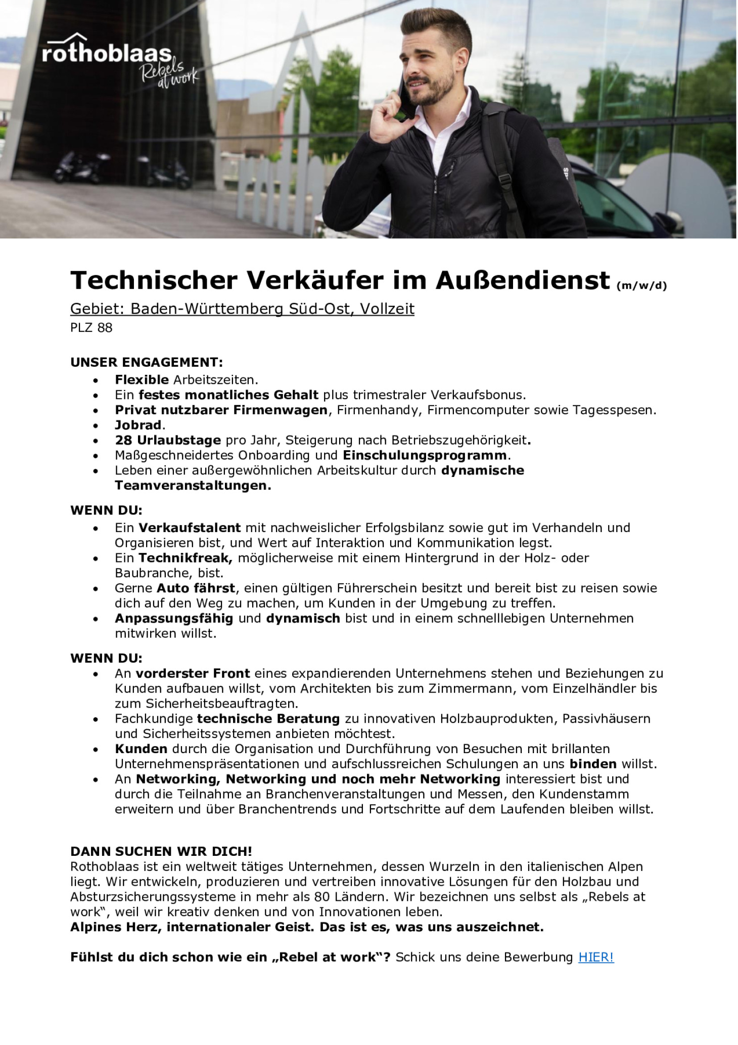 Technischer Verkäufer im Außendienst (m/w/d) - Baden-Württemberg Süd-Ost