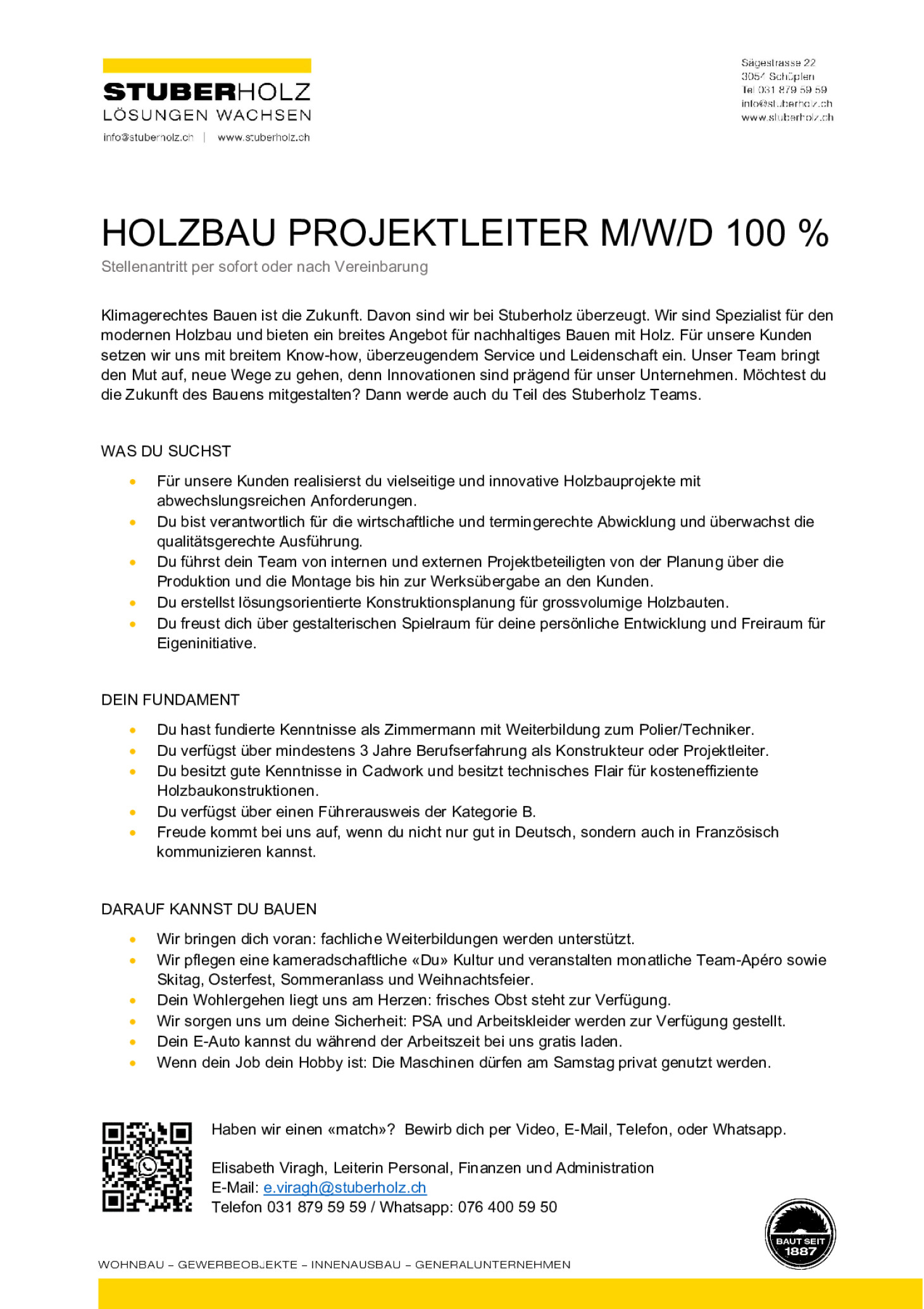 HOLZBAU PROJEKTLEITER M/W/D 100 %