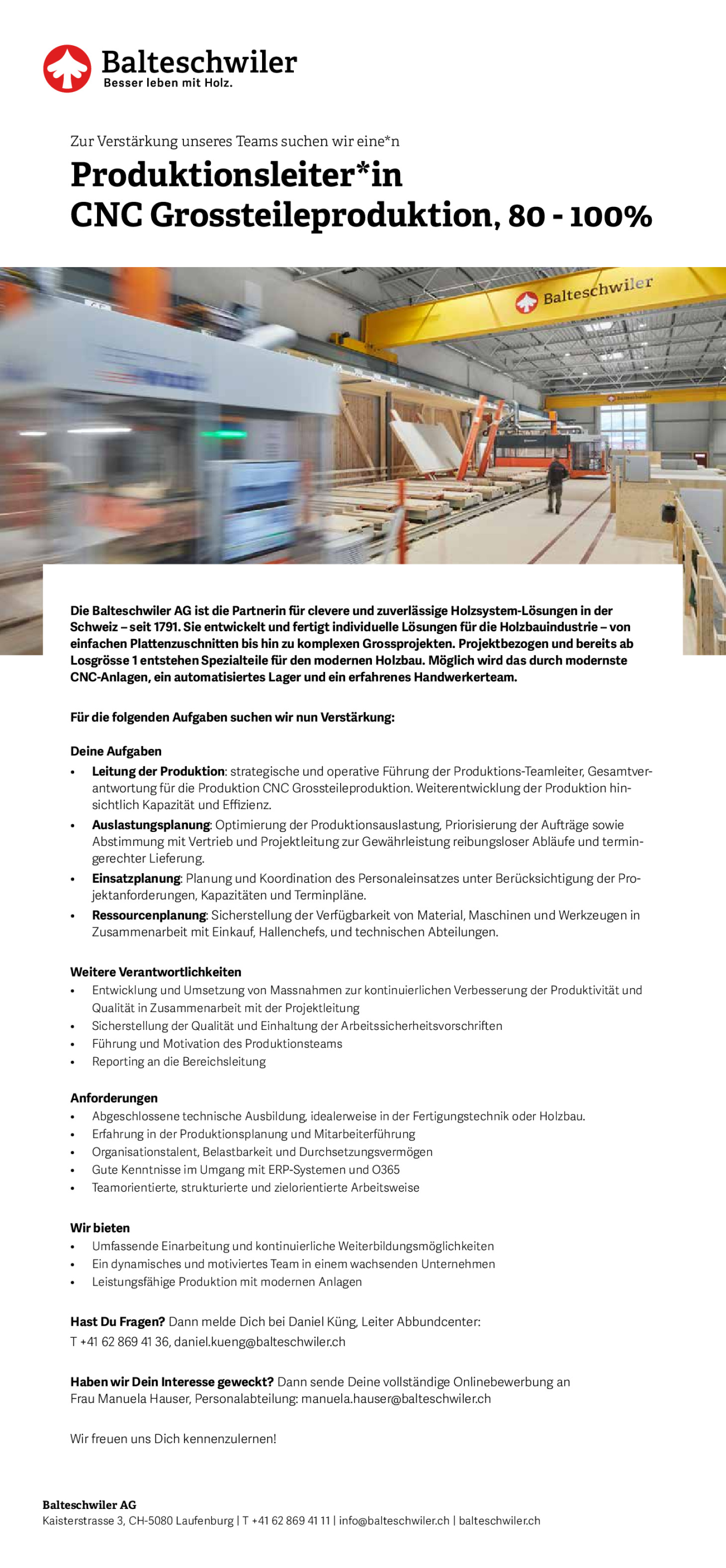 Produktionsleiter*in CNC Grossteileproduktion, 80 - 100%