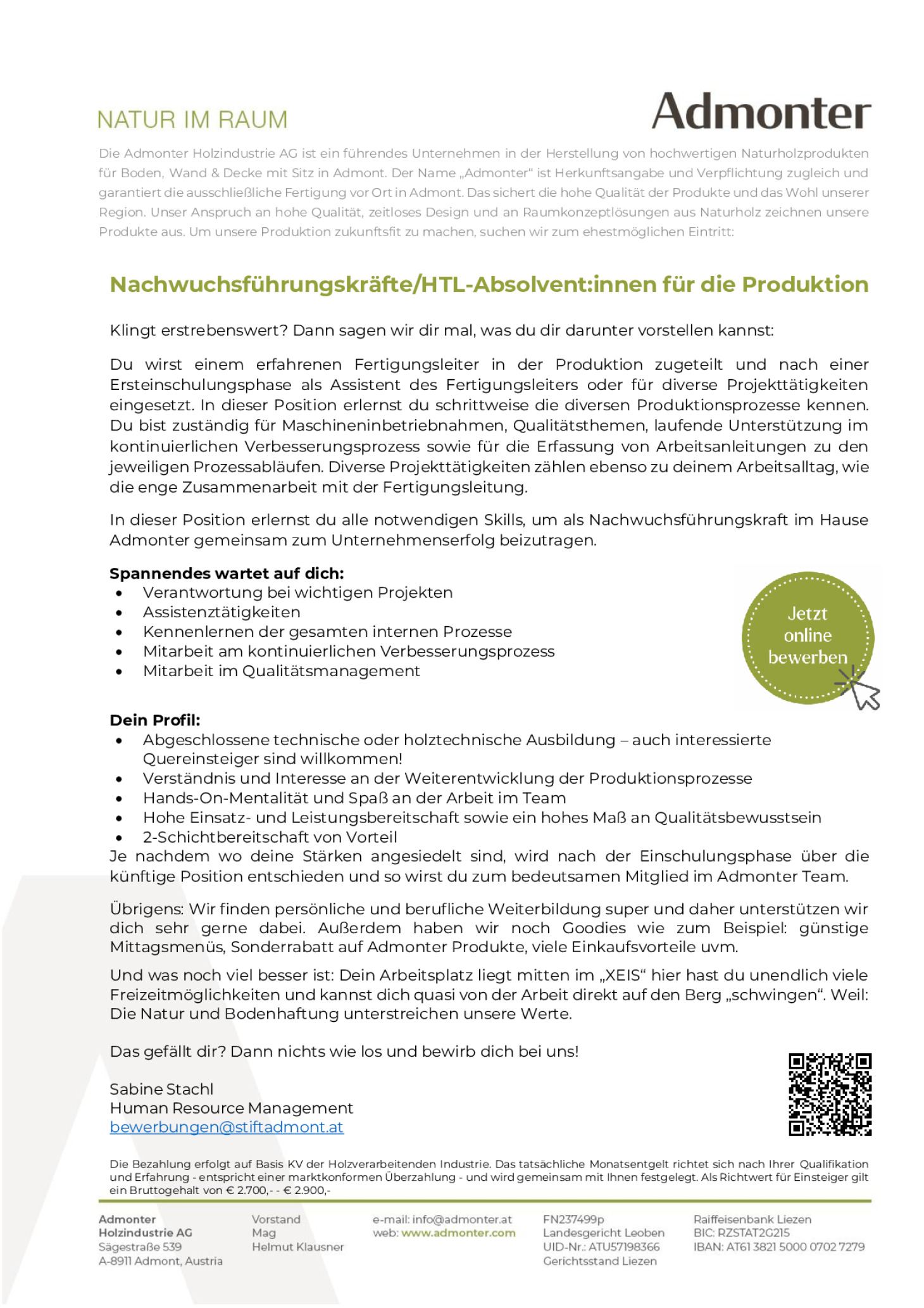 Nachwuchsführungskräfte / HTL-Absolventen
