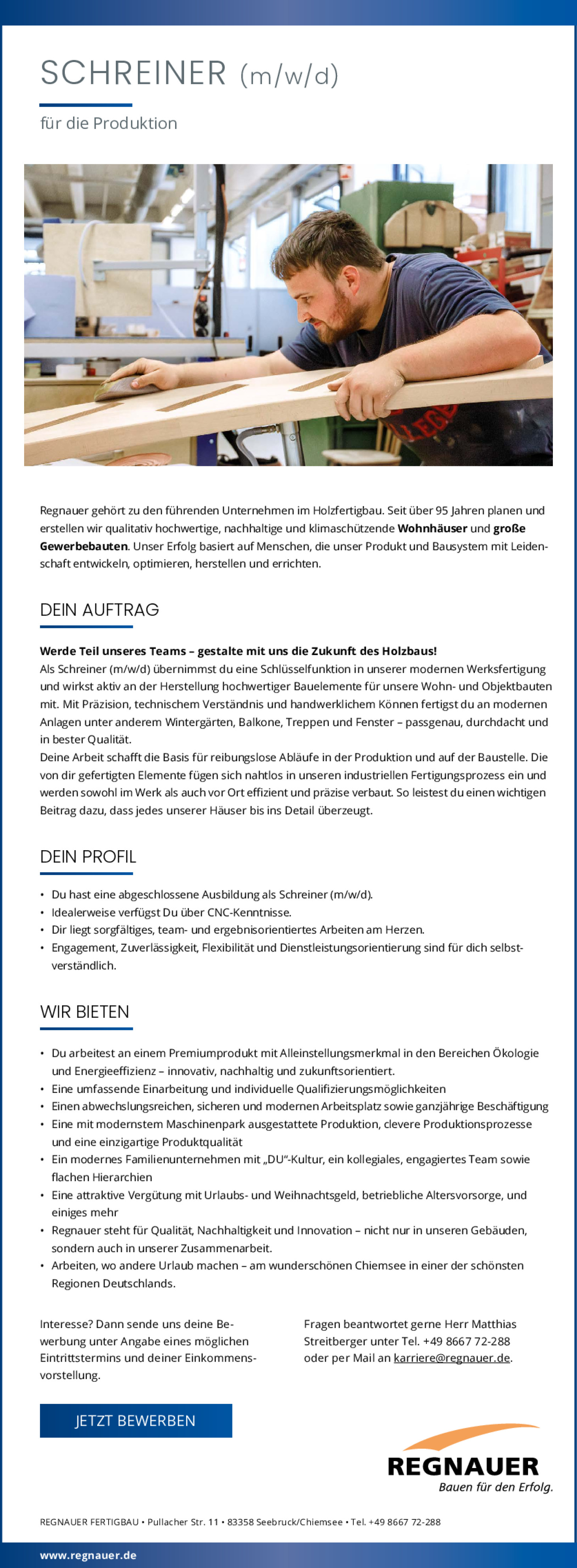 SCHREINER (m/w/d)
