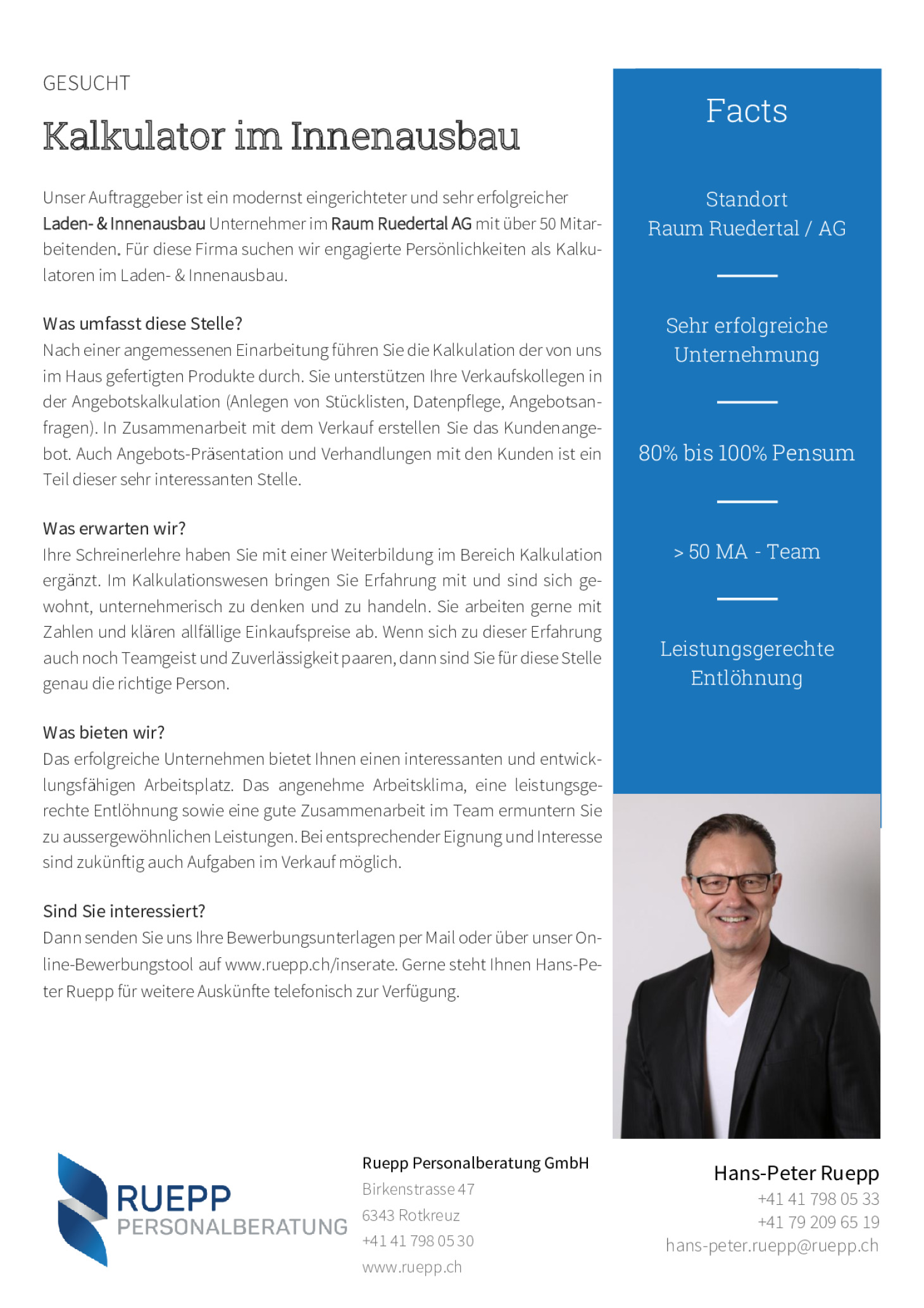 Nr. 72 - Kalkulator Laden und Innenausbau im Raum Ruedertal
