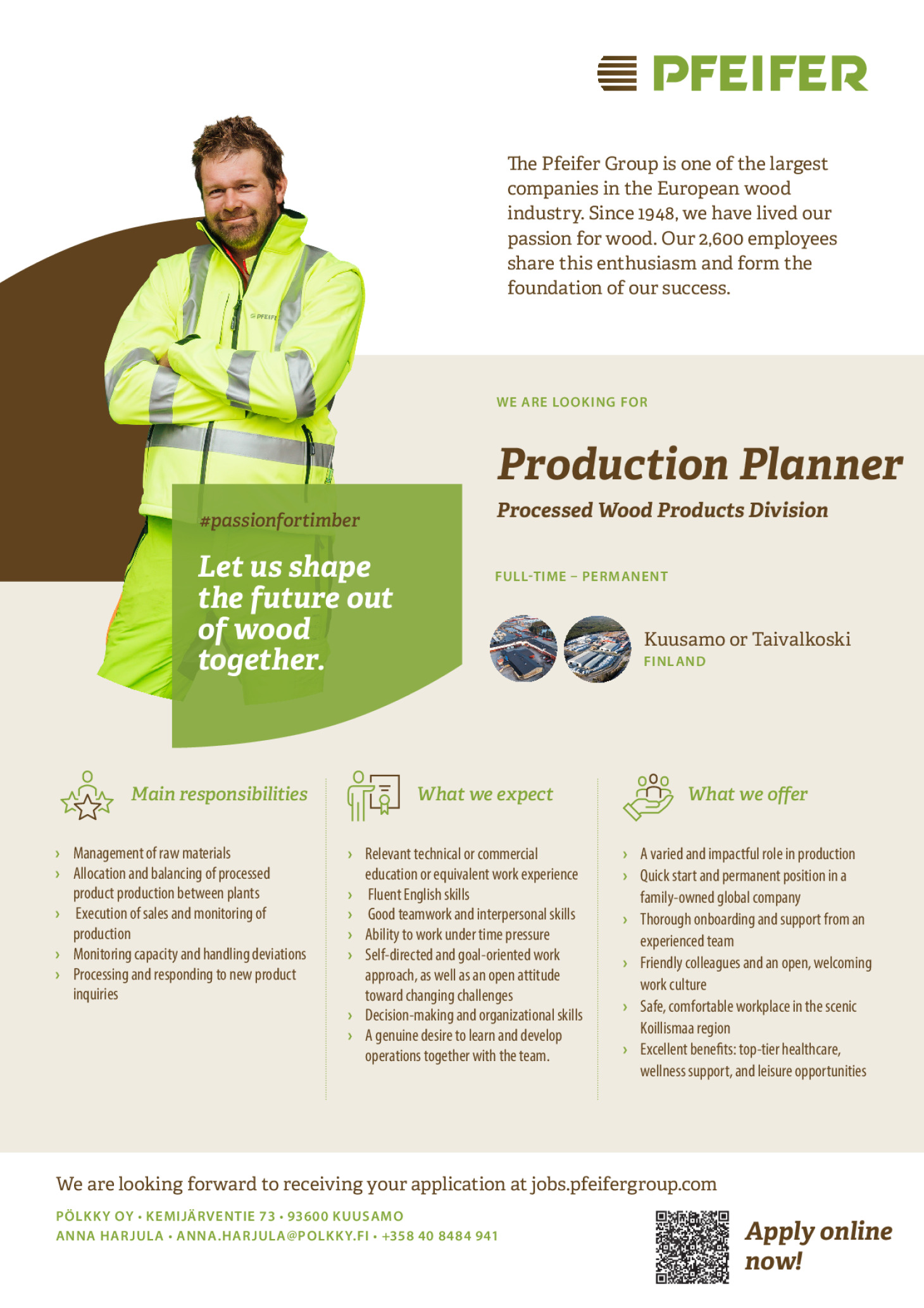 Production Planner, Processed Wood Products