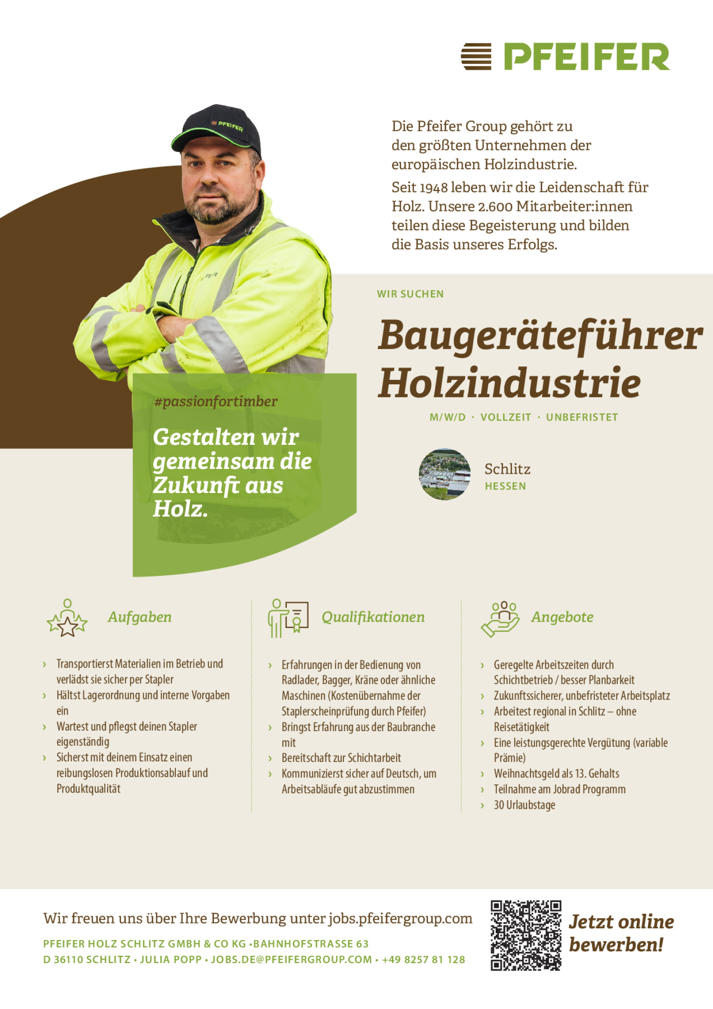 Baugeräteführer Holzindustrie (m/w/d) unbefristet