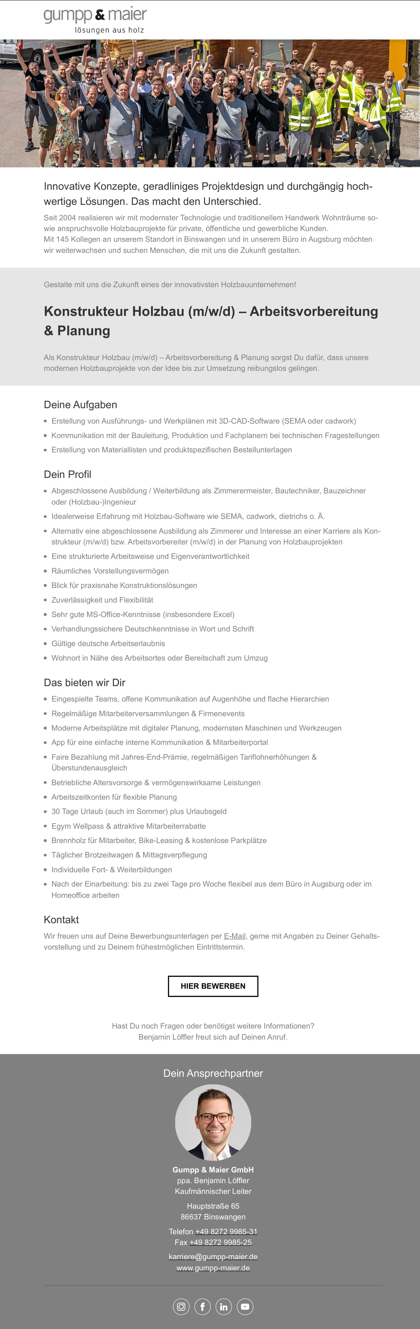 Konstrukteur Holzbau (m/w/d) – Arbeitsvorbereitung & Planung