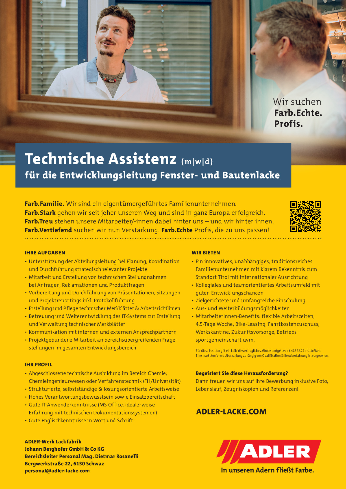 Technische Assistenz für die Entwicklungsleitung Fenster- und Bautenlacke (m/w/d)