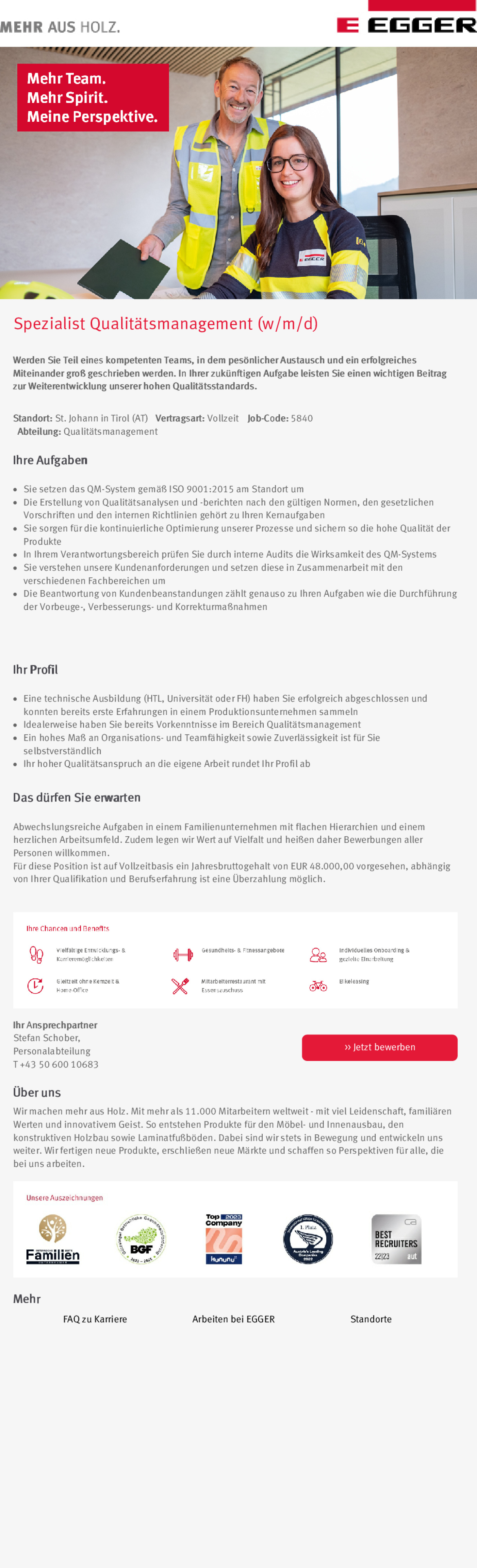 Spezialist Qualitätsmanagement (w/m/d)