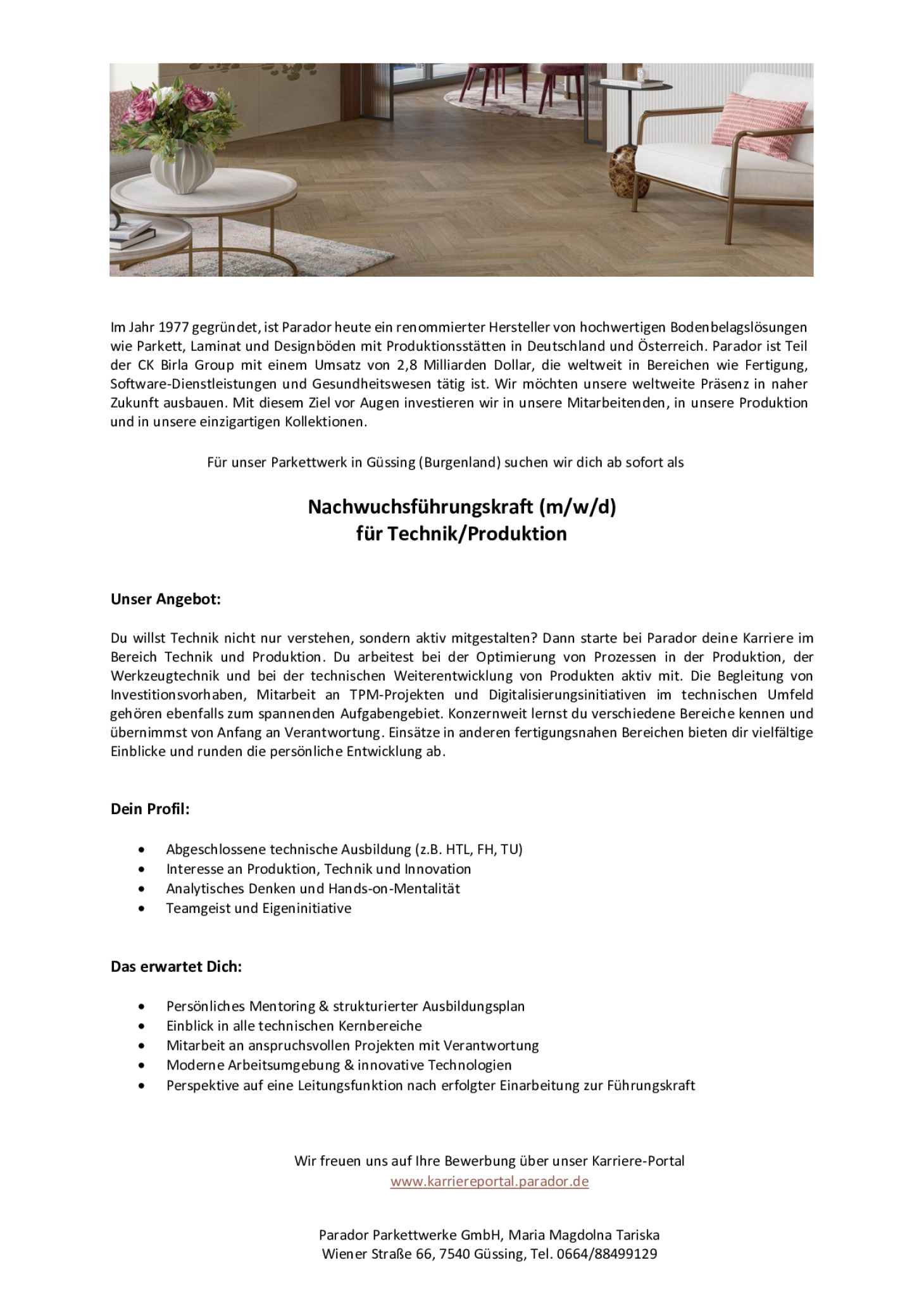 Nachwuchsführungskraft (m/w/d) für Technik/Produktion