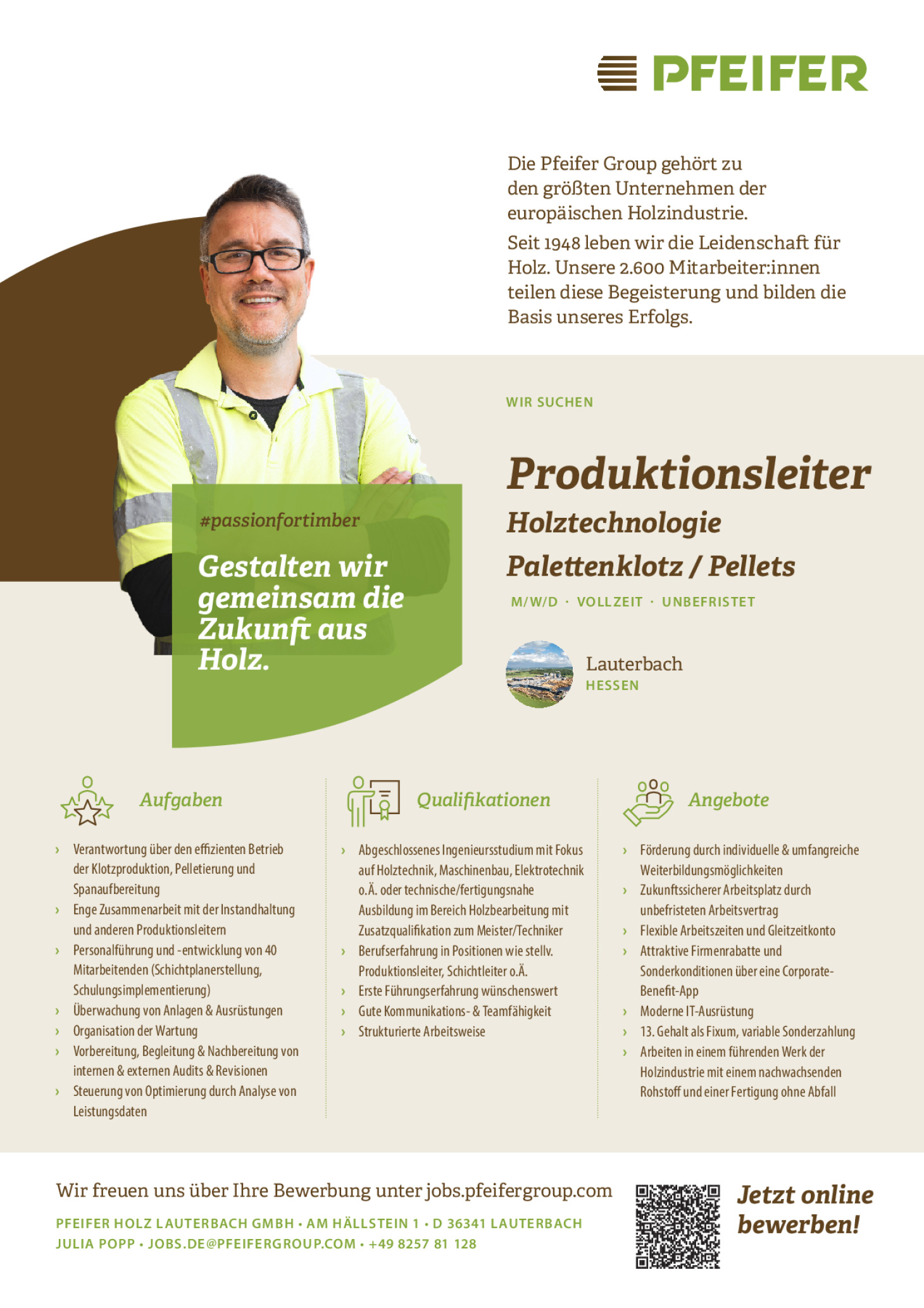Produktionsleiter - Holztechnologie (m/w/d) Palettenklotz/Pellets