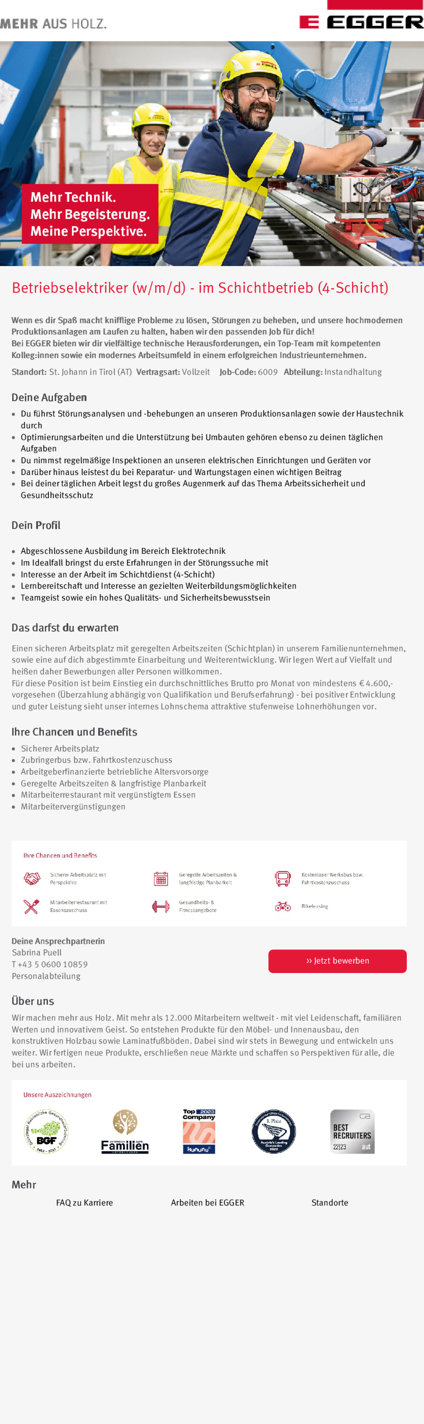 Betriebselektriker (w/m/d) - im Schichtbetrieb (4-Schicht)