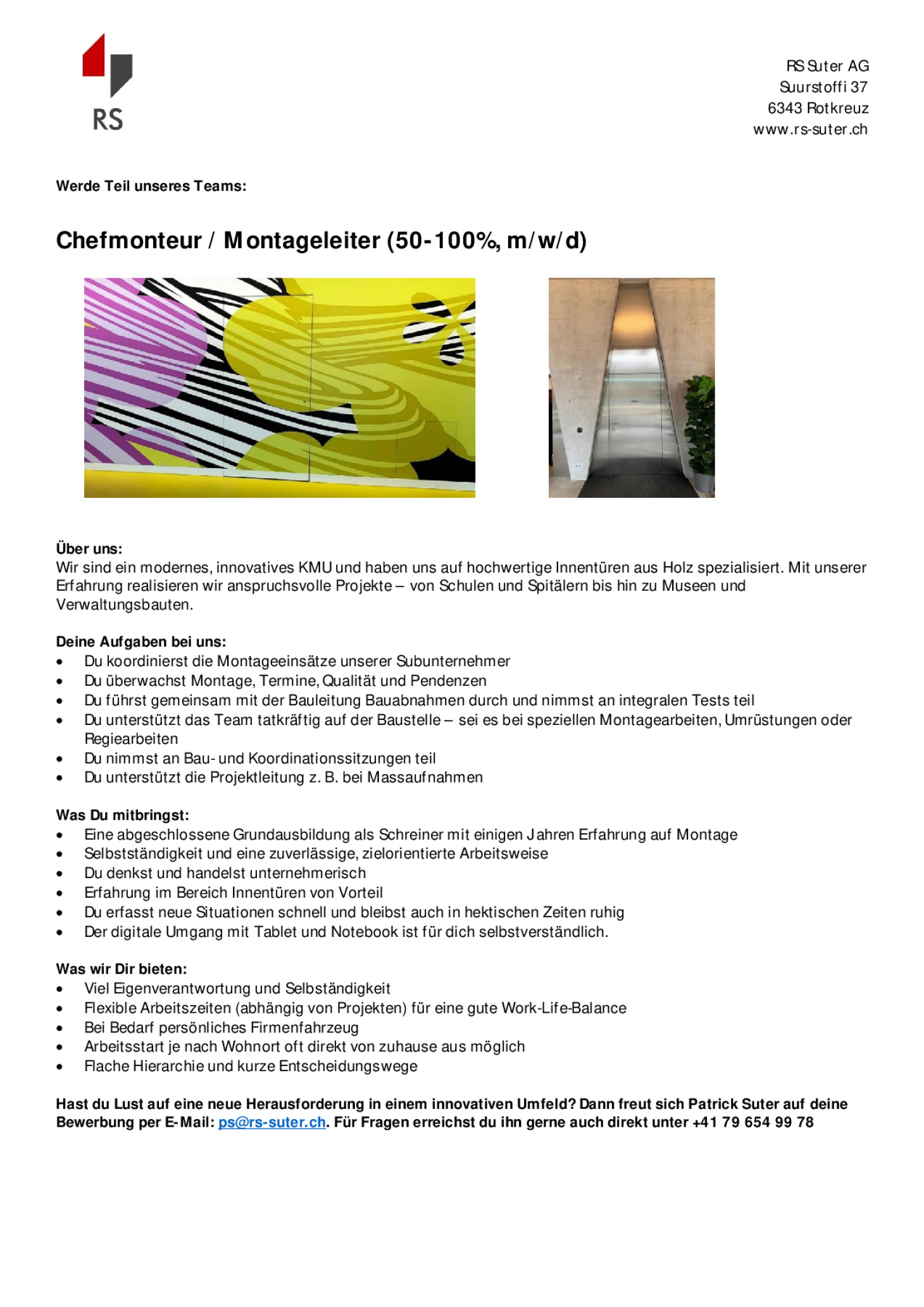 Chefmonteur / Montageleiter (50-100%, m/w/d)