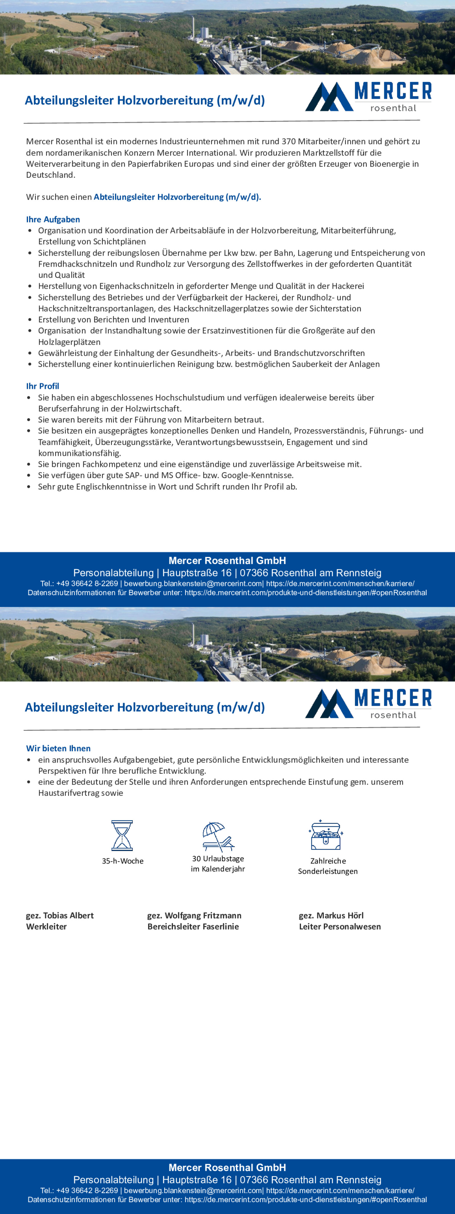 Abteilungsleiter Holzvorbereitung (m/w/d)